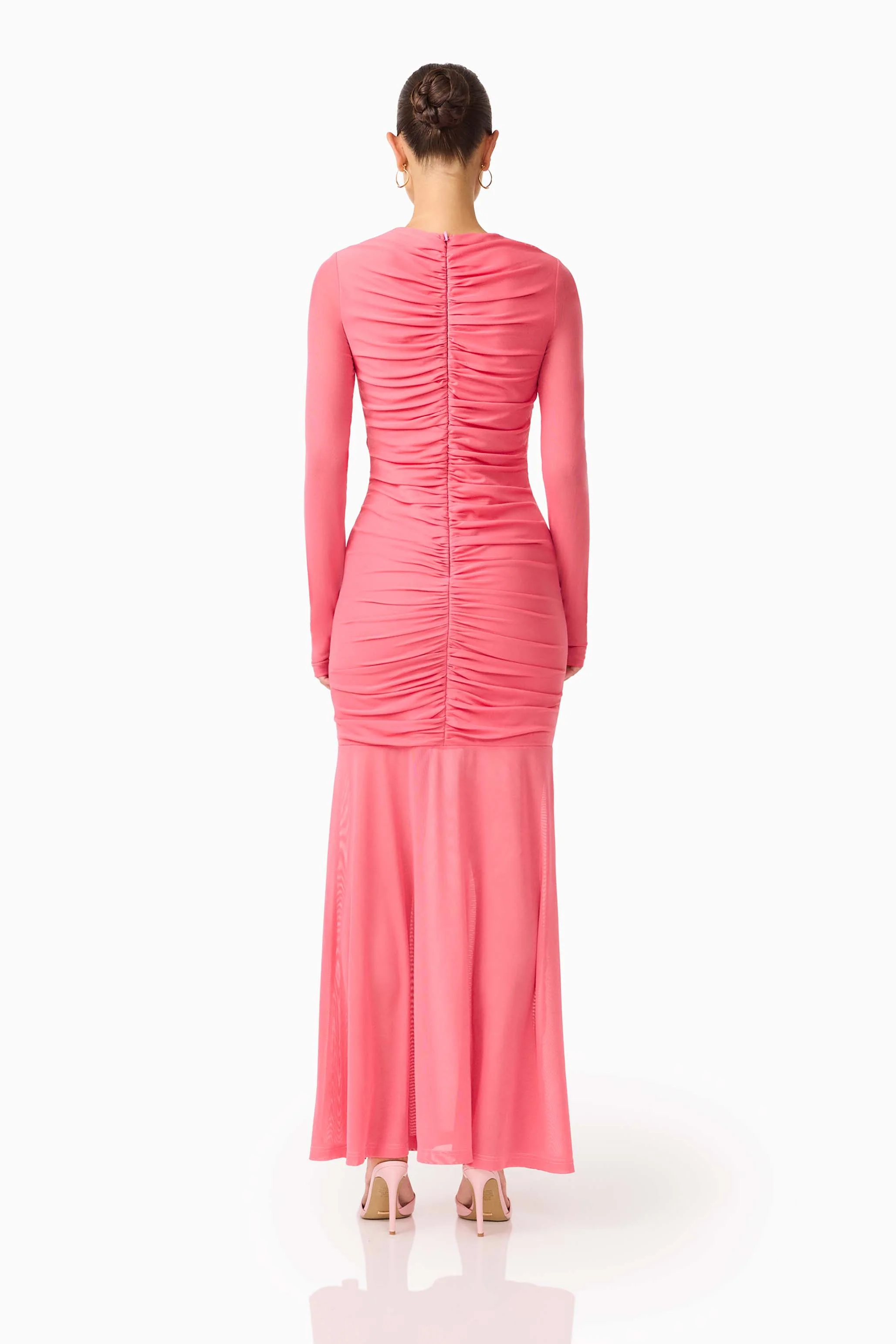CURAAE Cleo Long Sleeve Maxi Dress in Pink