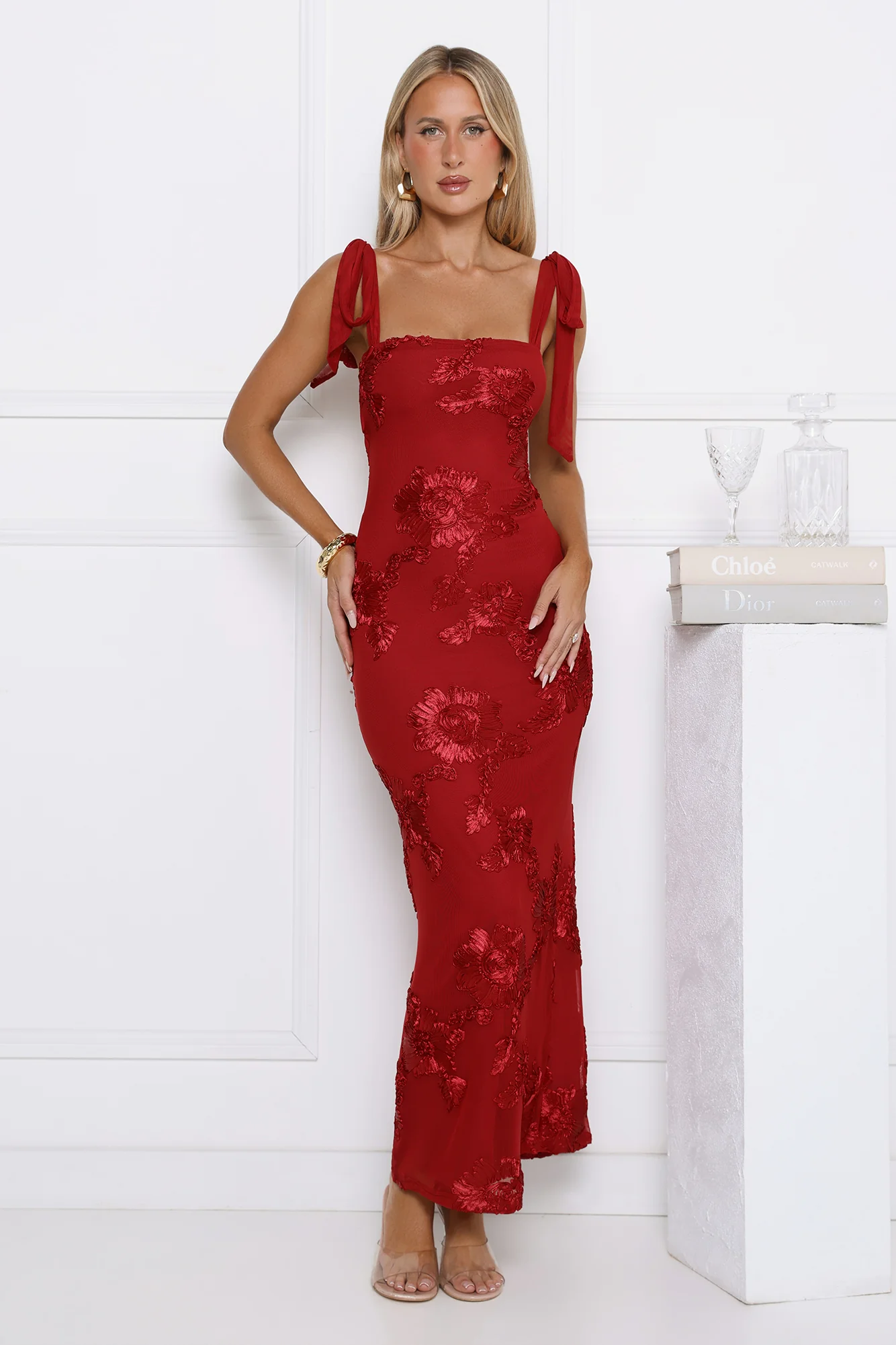 Dear Me From Me Mesh Maxi Dress Red