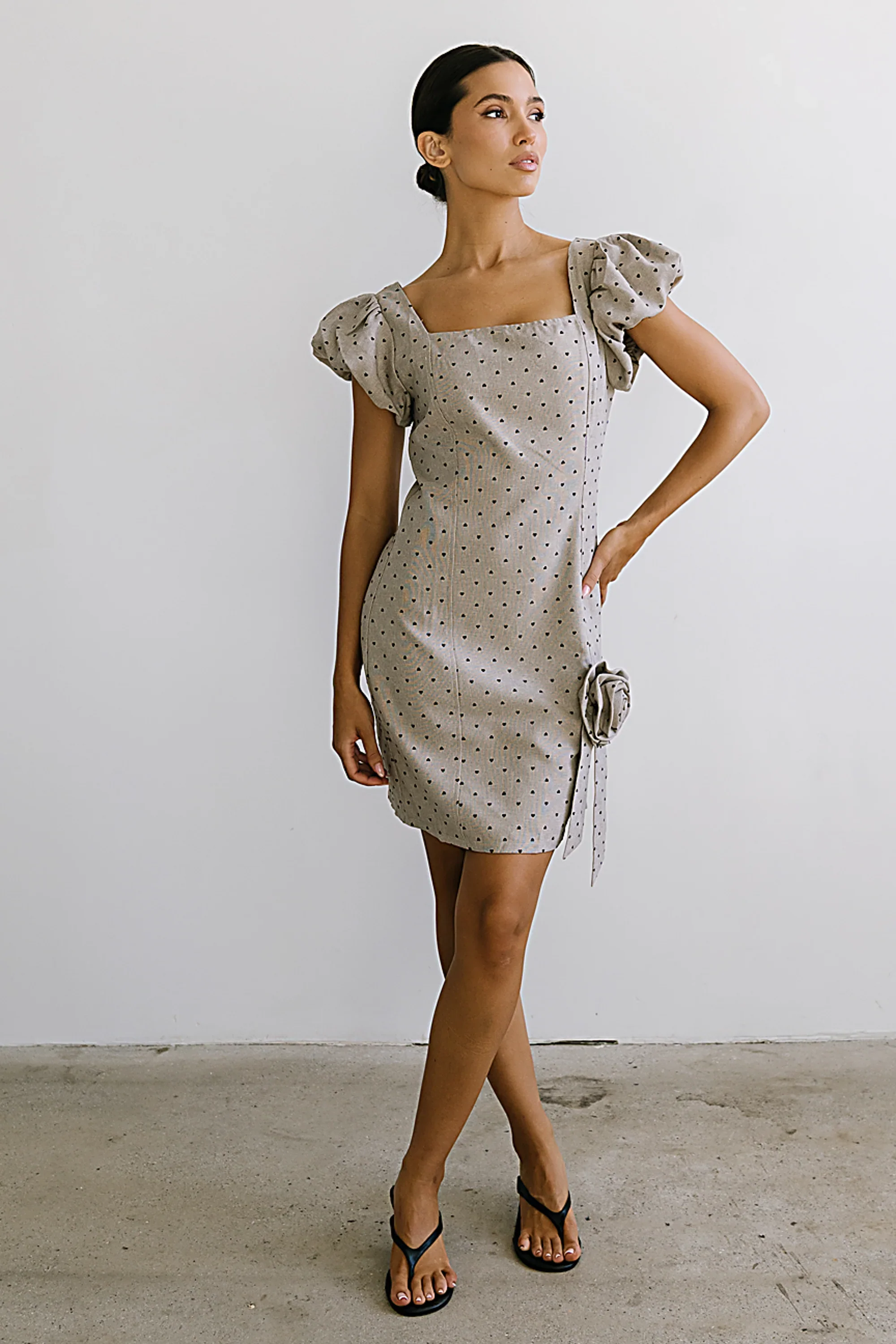 Joana Mini Dress in Taupe