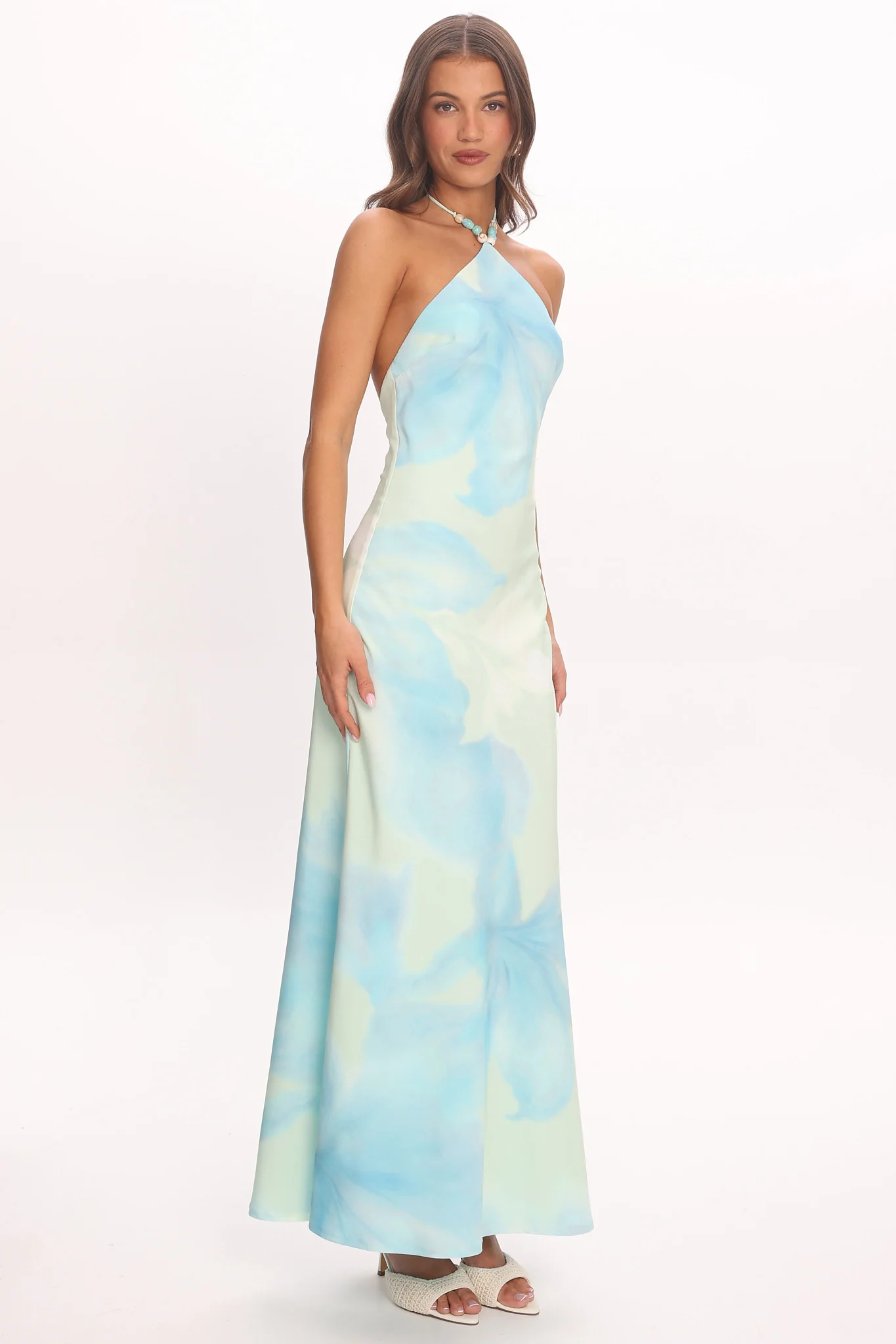 My Everything Bead Halter Maxi Dress Mint - luluinthesky