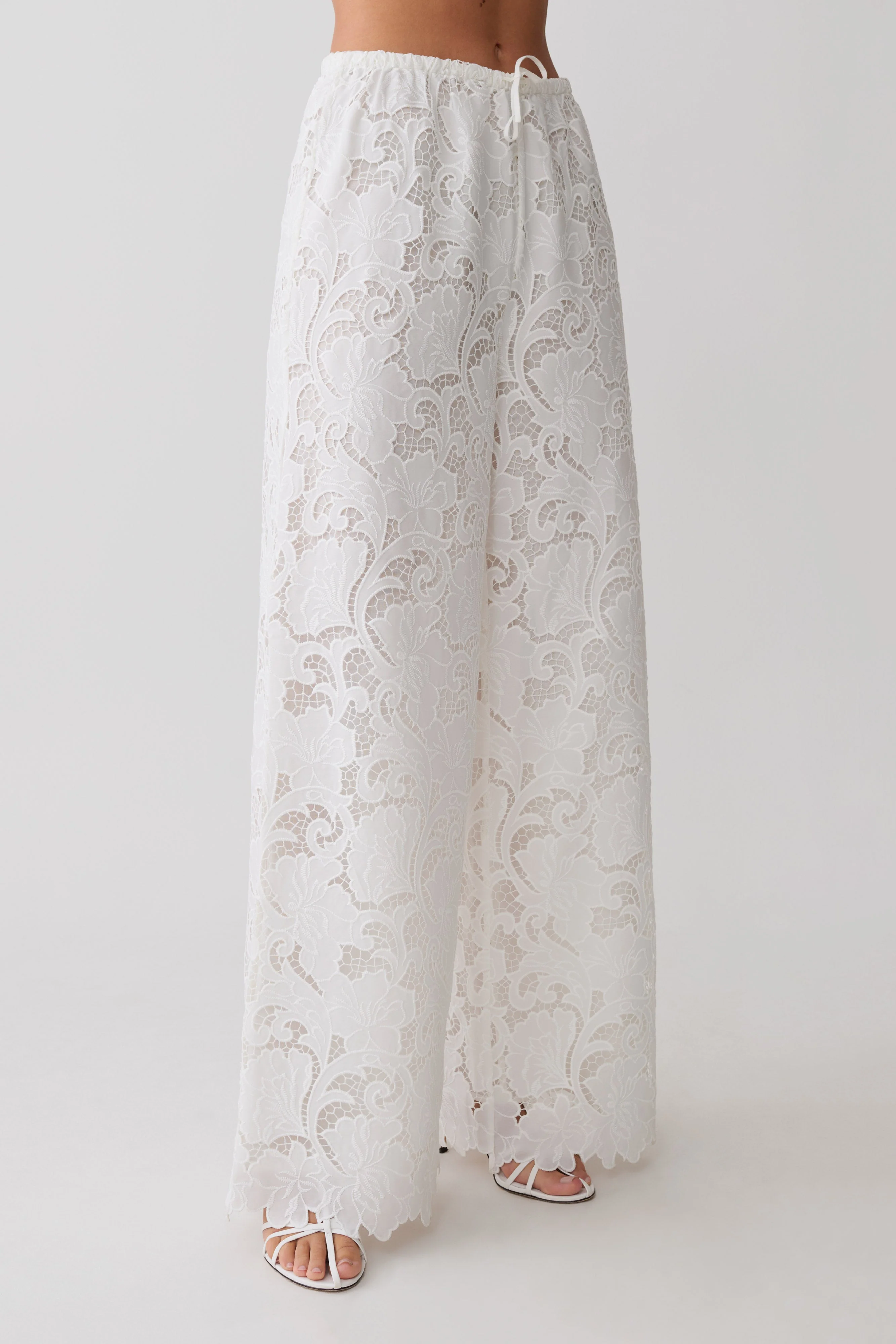 Tessa Broderie Straight Leg Pants - White