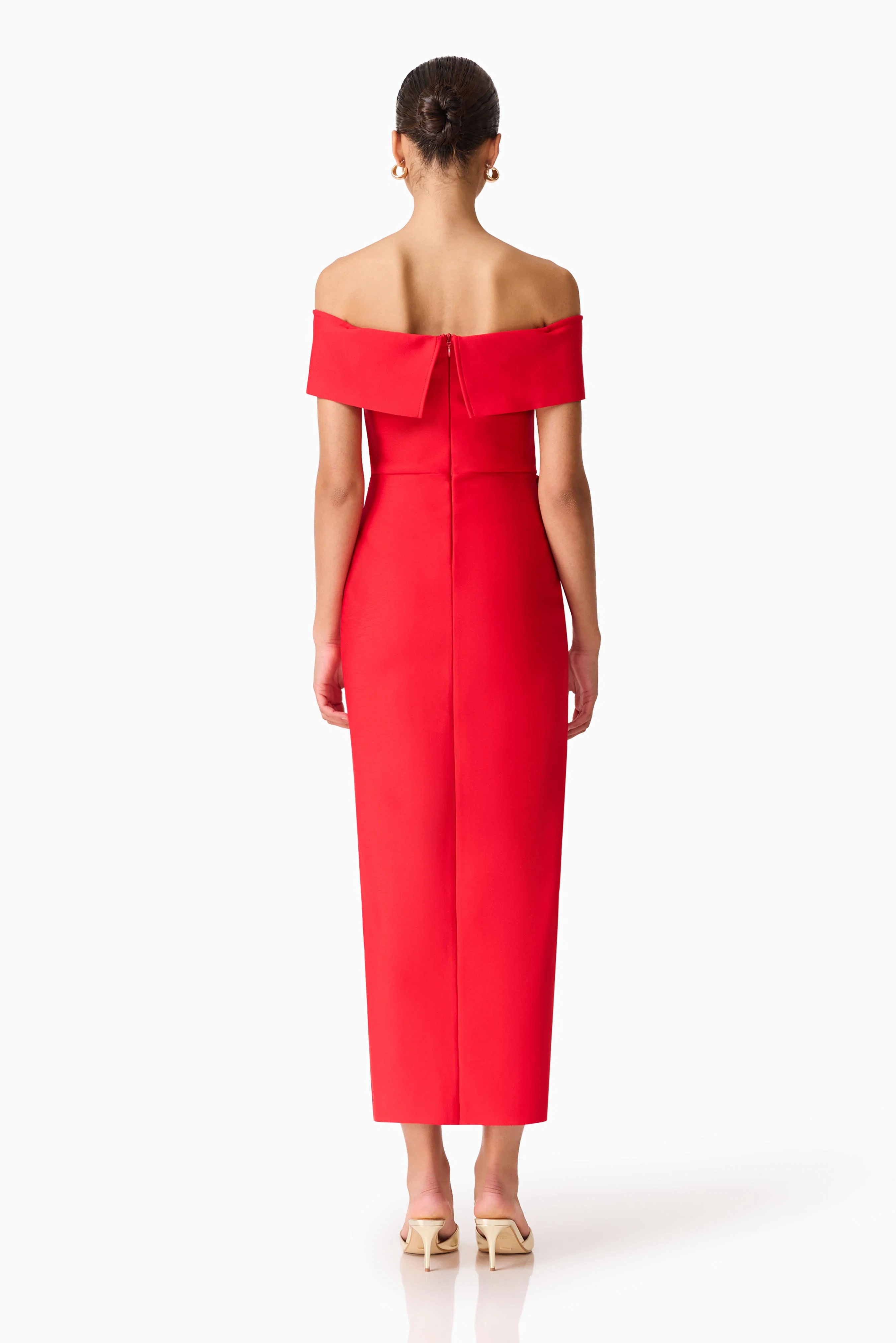 Celia Off Shoulder Gown in Red