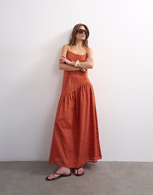 Topshop throw on maxi sundress in orange