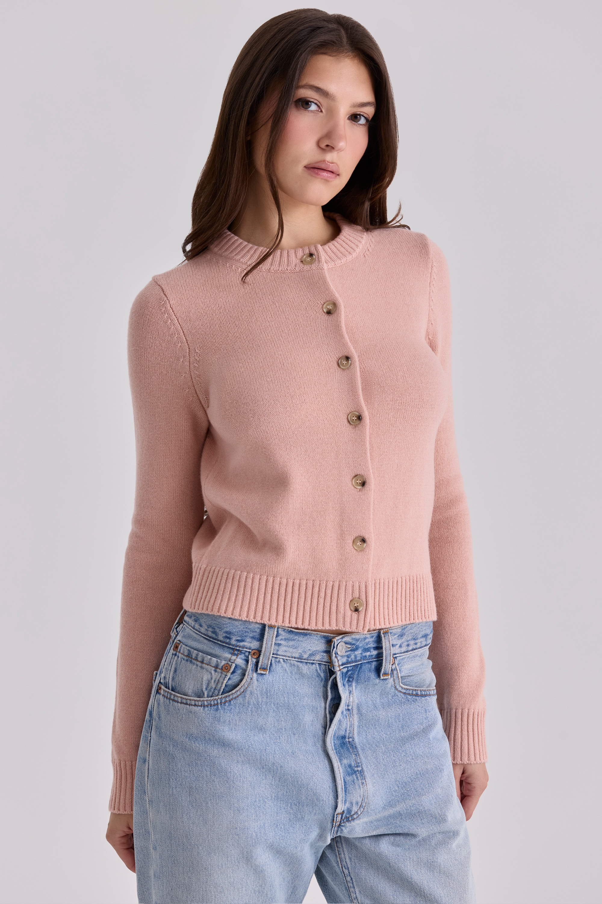 Peach Cashmere + Merino Wool Cardigan