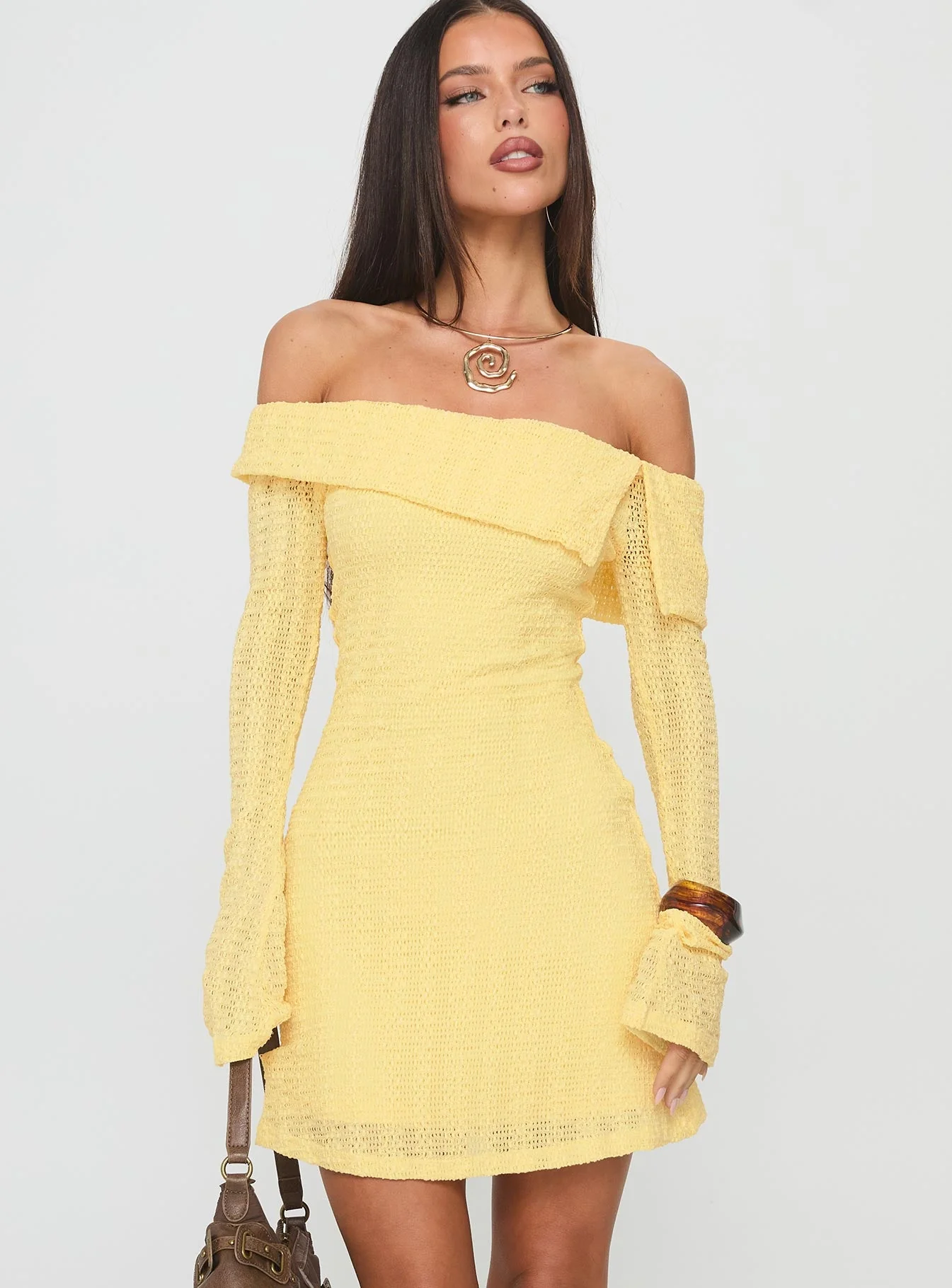 Vierra Long Sleeve Mini Dress Lemon