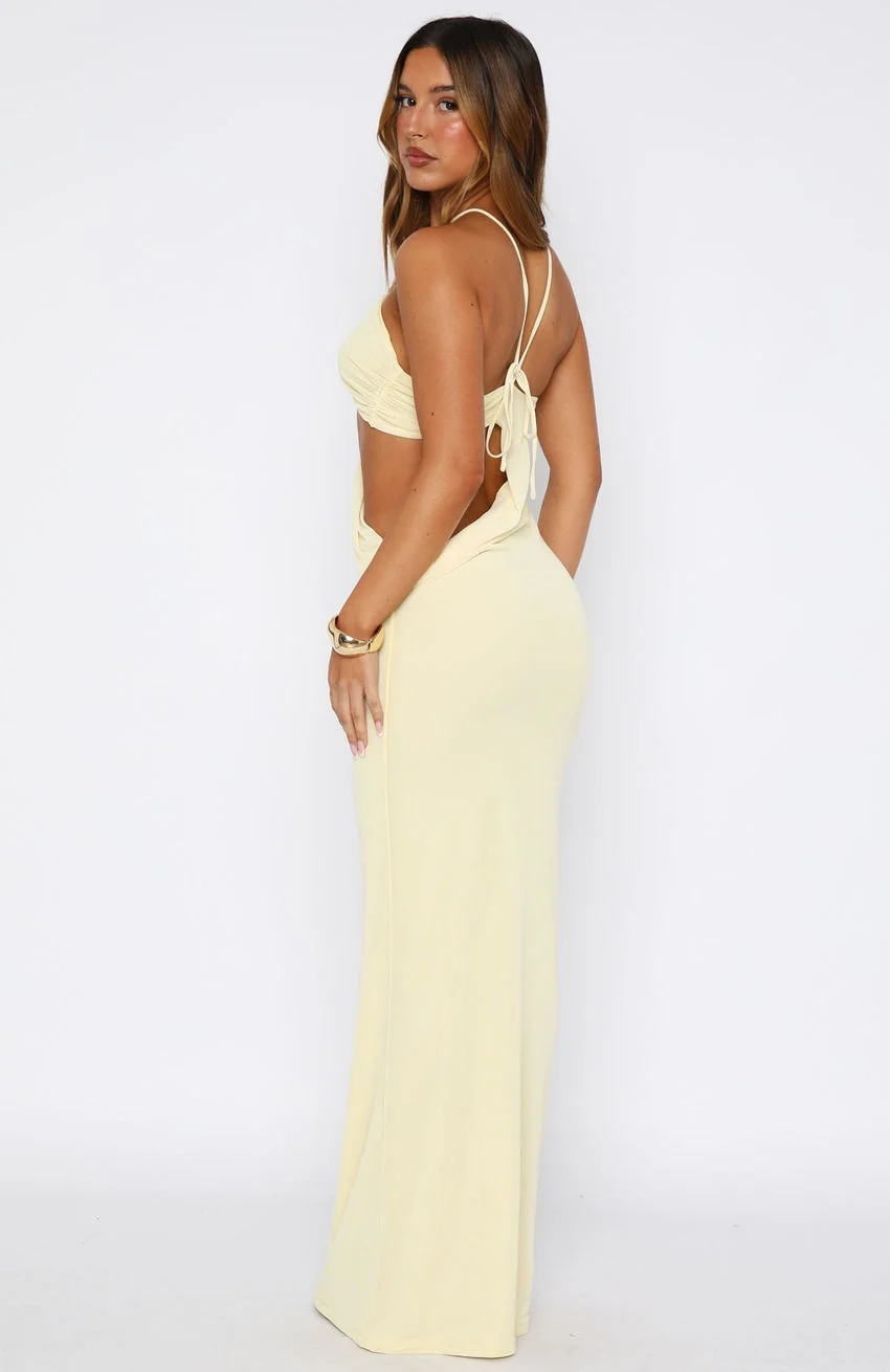 Monaco Moment Maxi Dress Lemon - luluinthesky