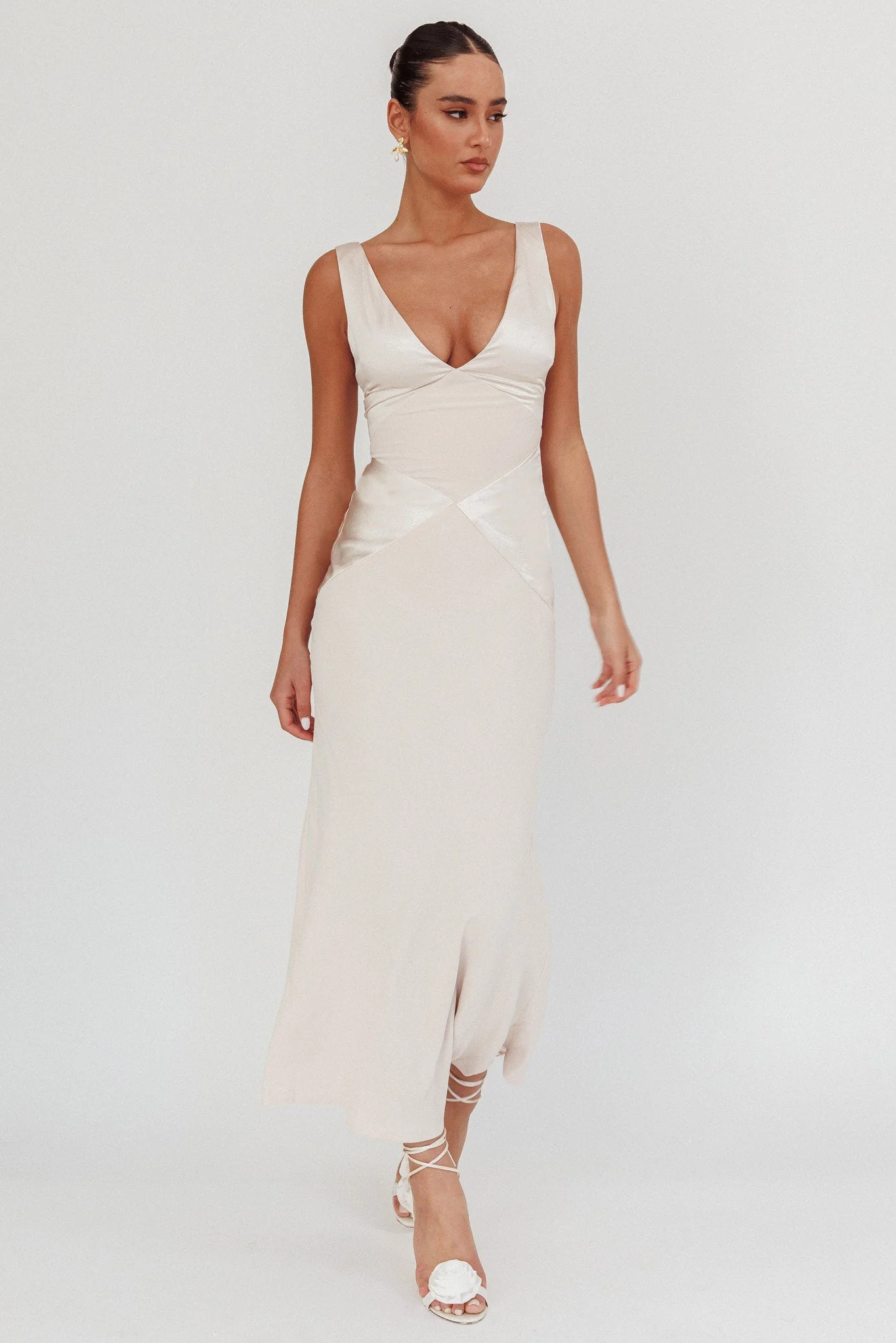 Soul Fire V-Neck Maxi Dress Champagne