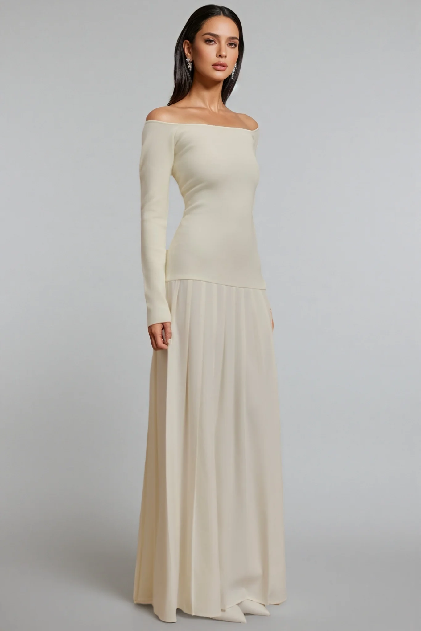 Waldend Knit Off Shoulder Maxi Dress