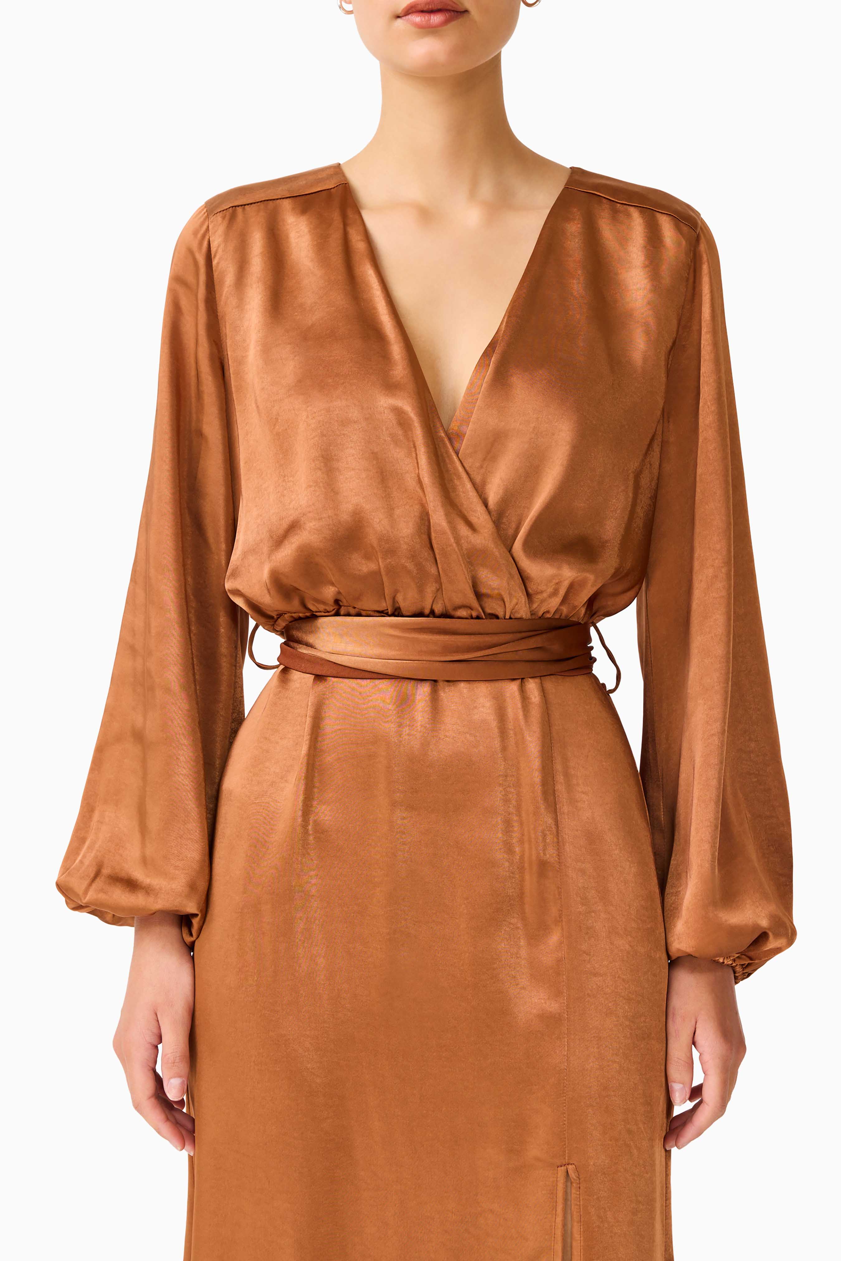 Kai Long Sleeve Maxi Dress in Toffee Brown