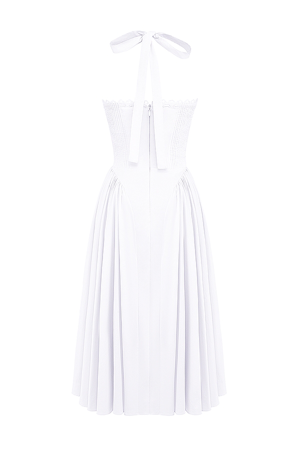 White Cotton Halter Sundress