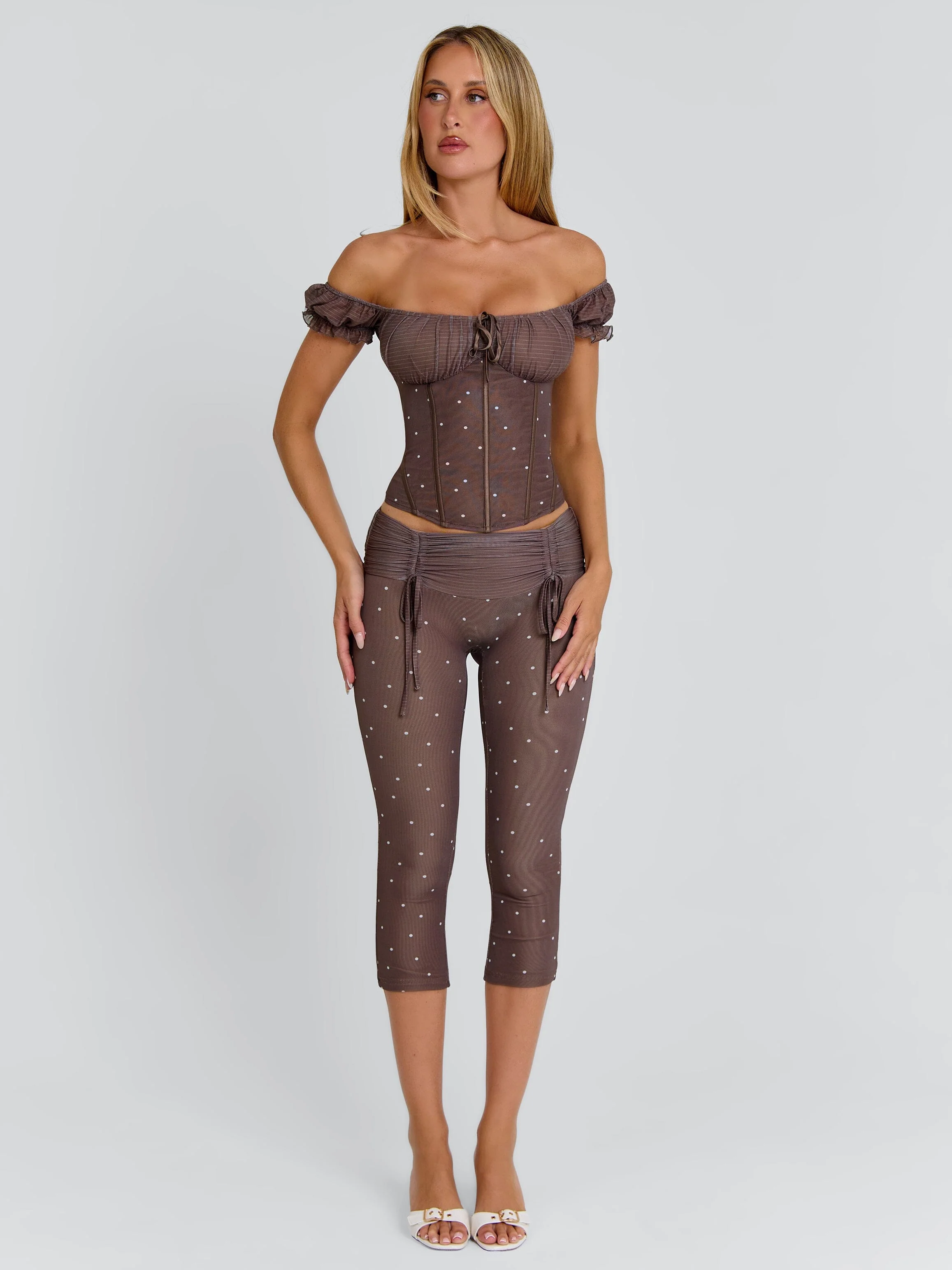 Corala Capri Pants Chocolate Polka Dot