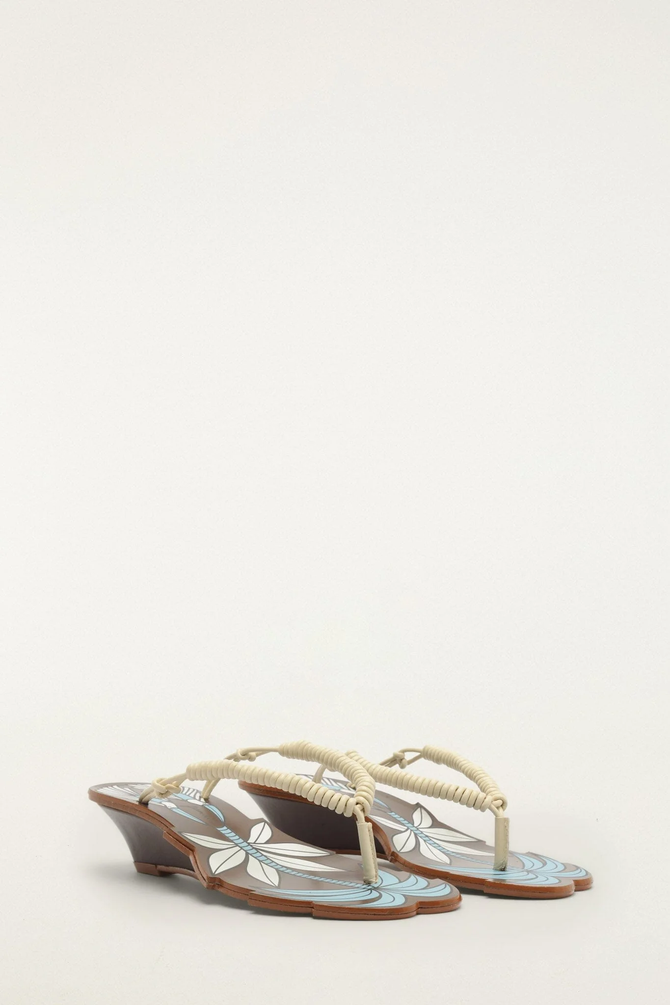 Brown Palm Tree Cutwork Wedge Sandal