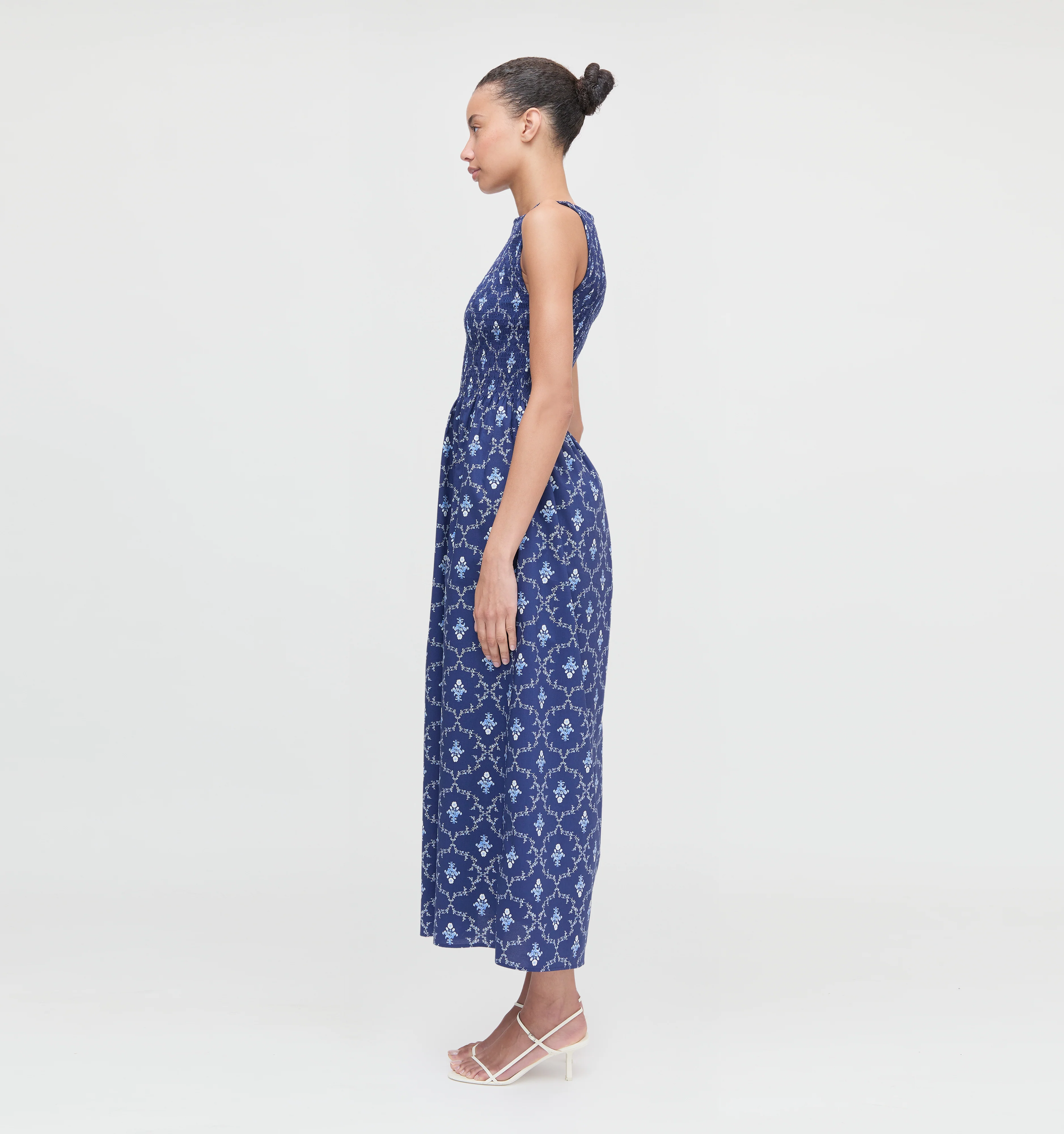 The Cosima Nap Dress - Navy Trellis