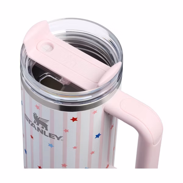 Stanley 30 oz Stainless Steel H2.0 FlowState Quencher Tumbler Pink Starry Stripes