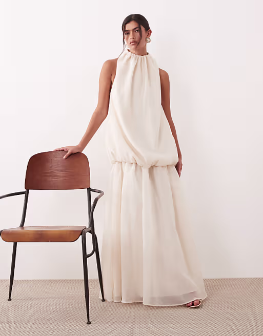 ARRANGE organza midi dress in cream