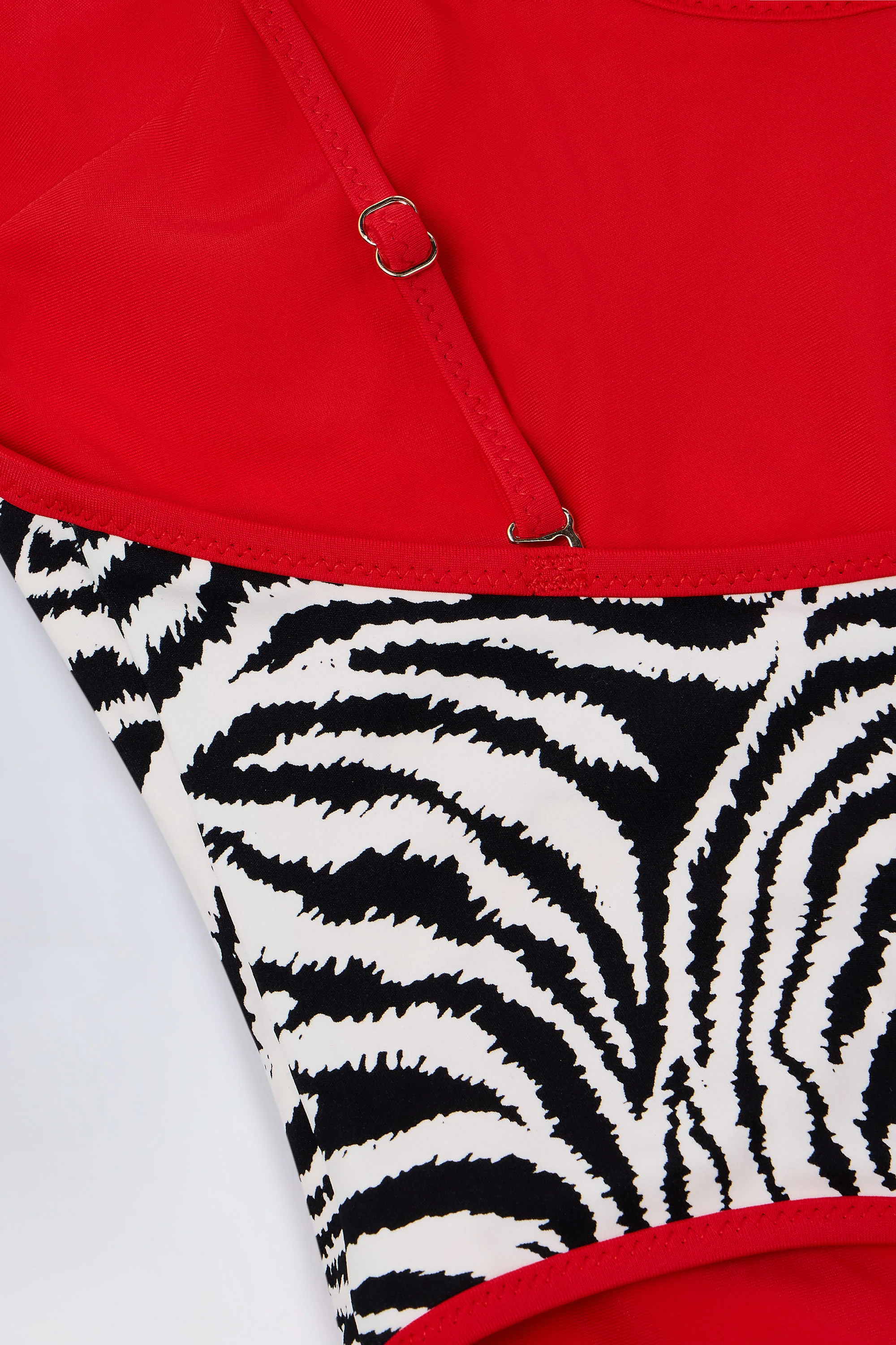 Charm-Detail Cross-Back Swimsuit in Zebra Print