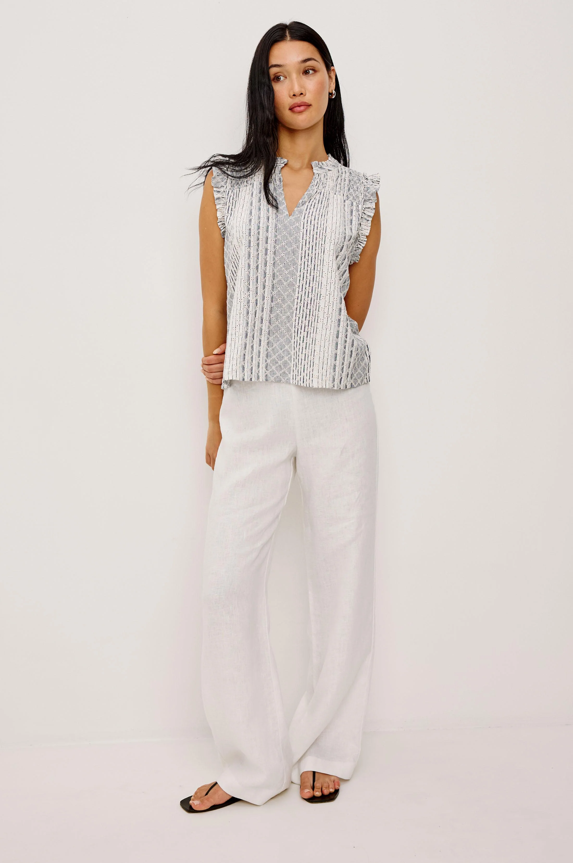 Arlene Top - Striped Eyelet