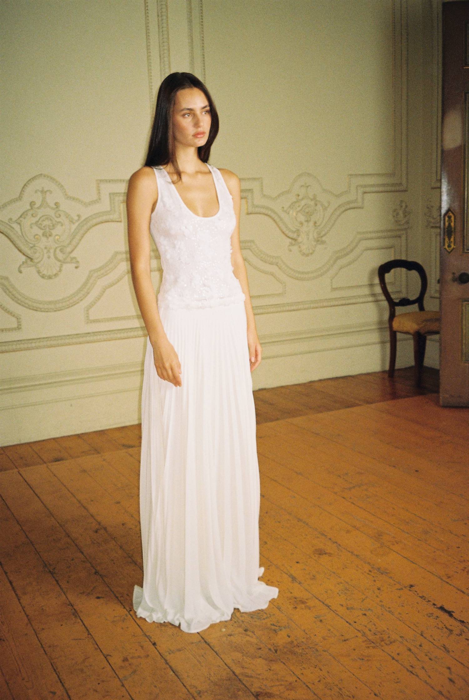 Tank Top Mesh | White Sequin