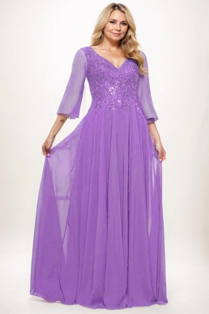 A-Line Maxi Chiffon Mother Dress CM0254