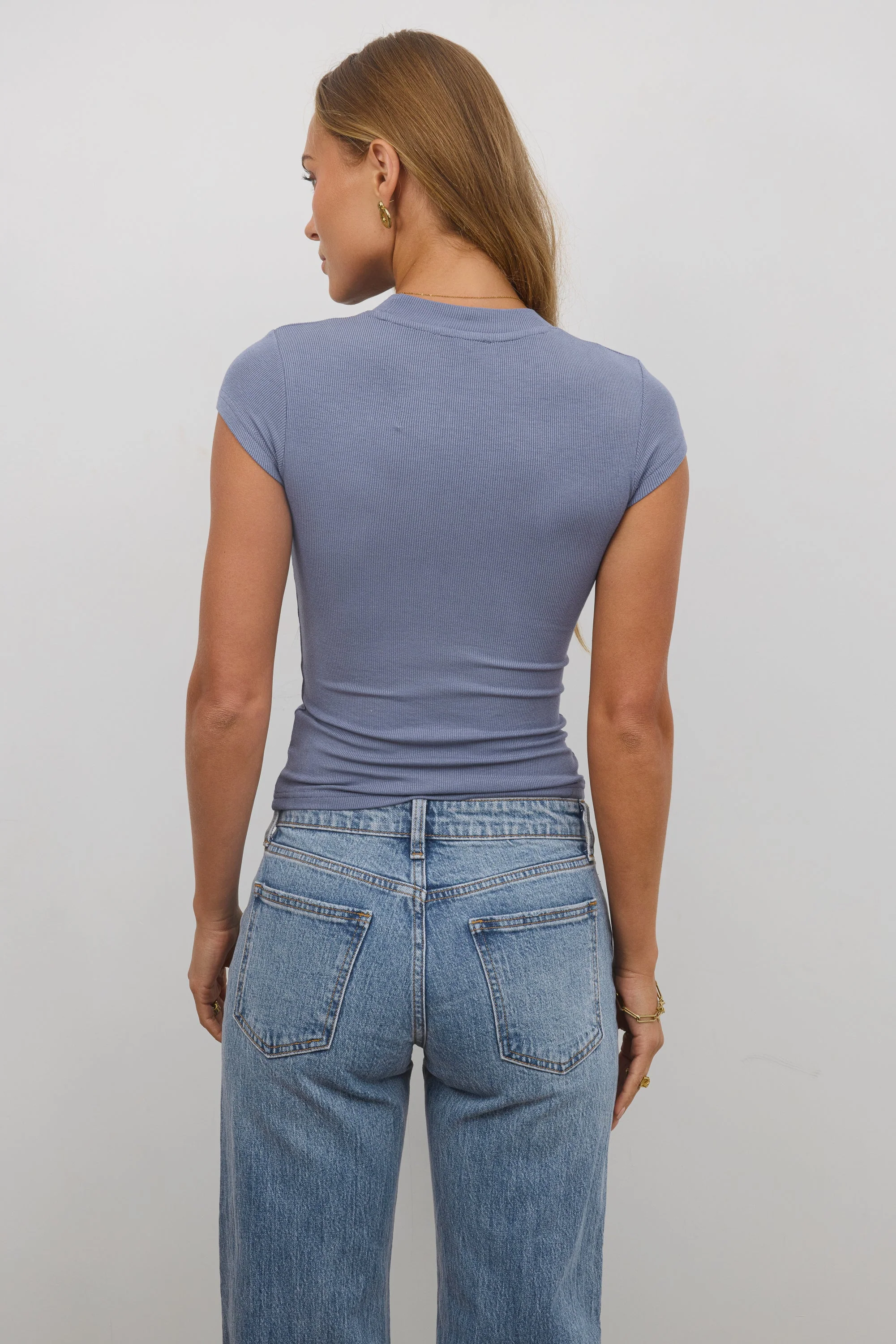 Asher Ribbed Top in Blue