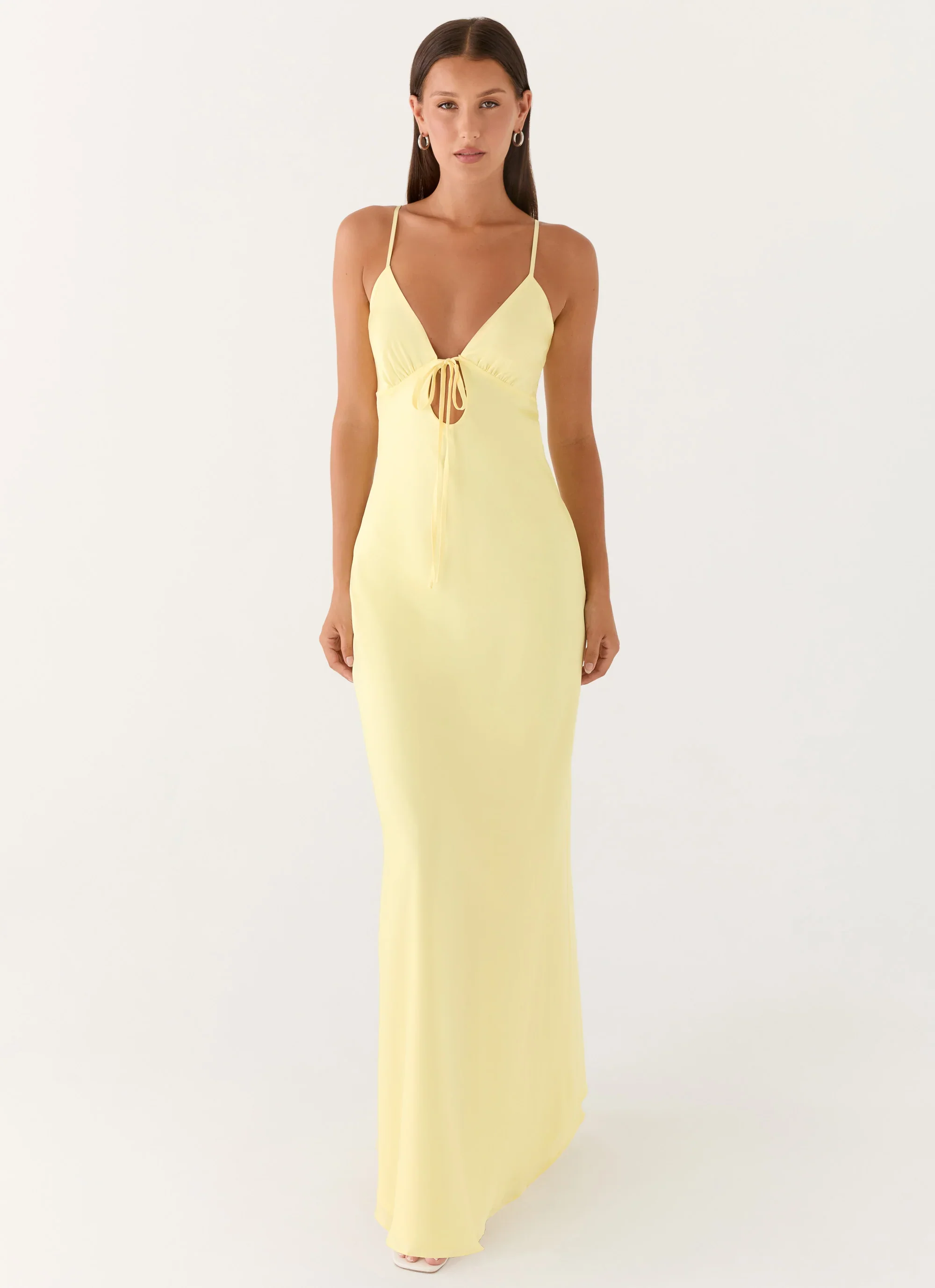 Flora Satin Maxi Dress - Lemon