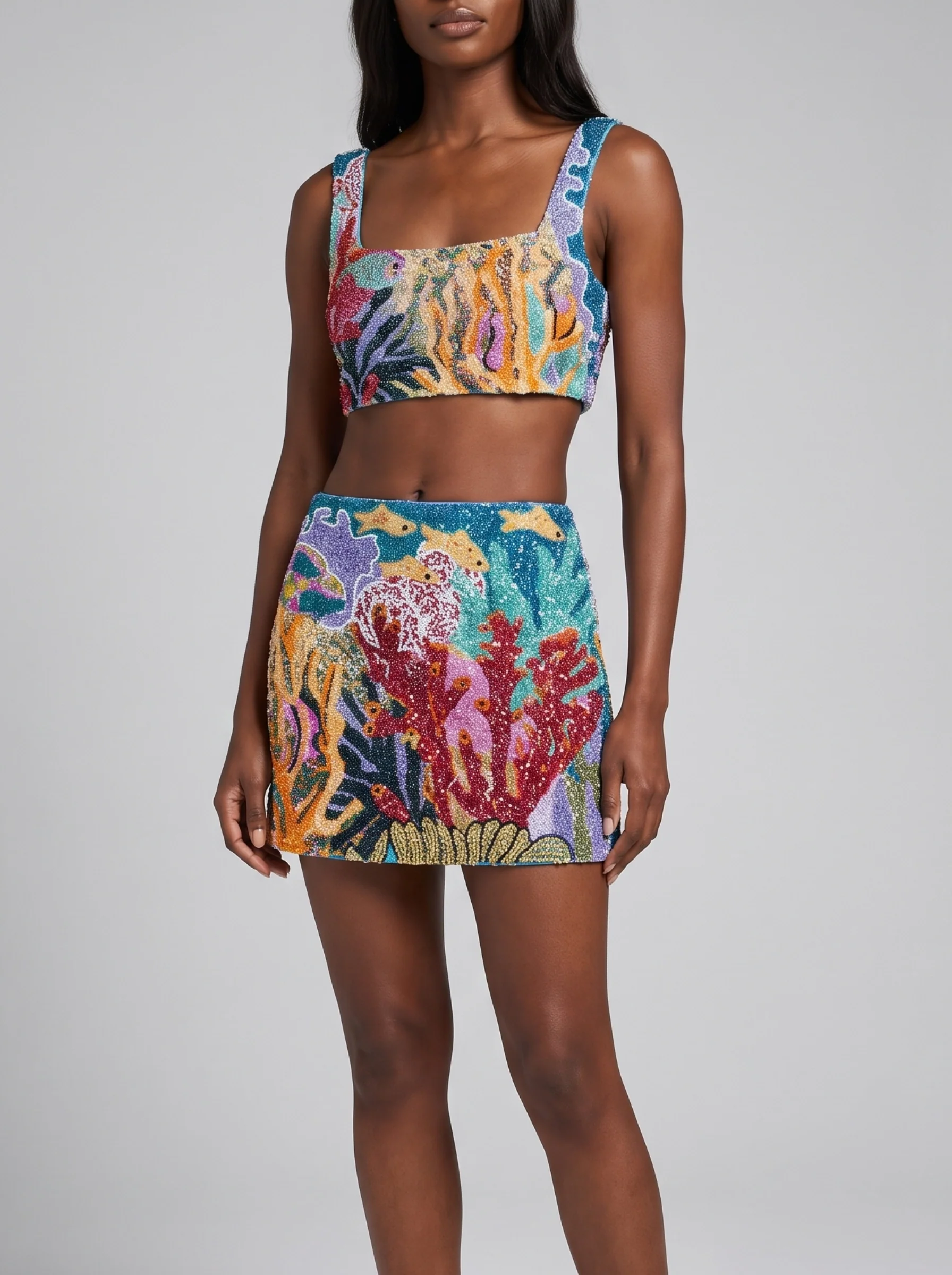 Coastal Blue Coral Co-ord Skirt