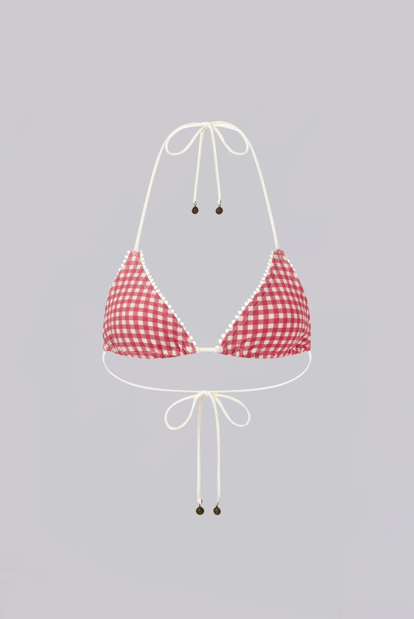 Freda Gingham Triangle Bikini Top - luluinthesky