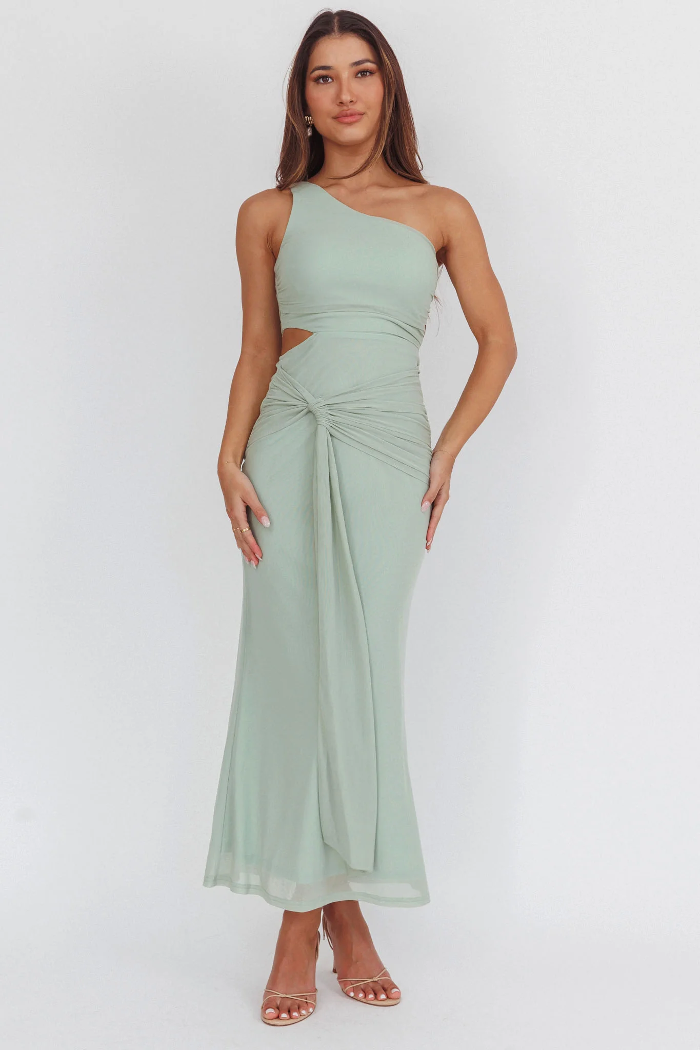 Luli One-Shoulder Cut-Out Maxi Dress Sage