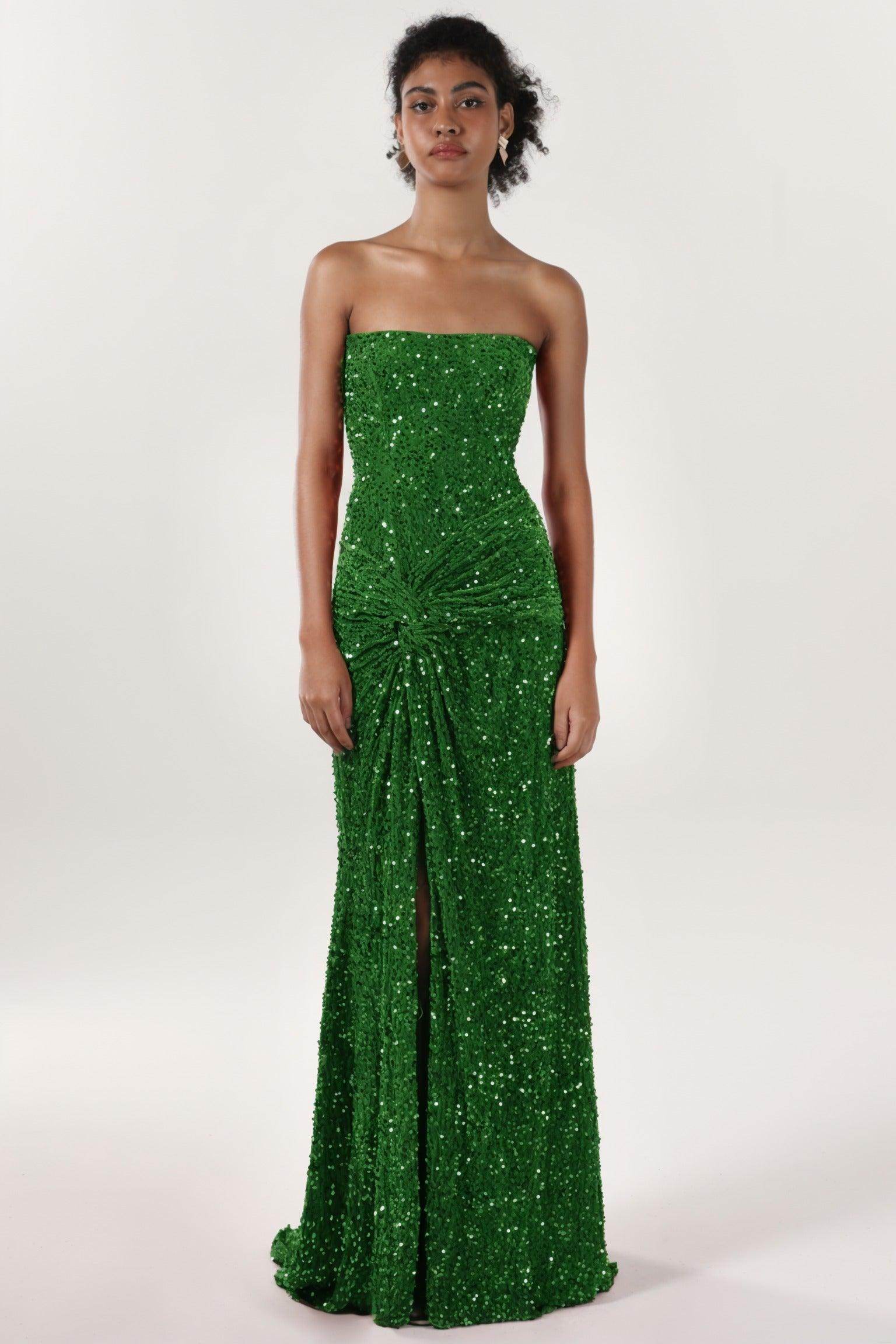 Sheath-Column Sweep-Brush Train Velvet Sequin Bridesmaid Dress CS0634BM