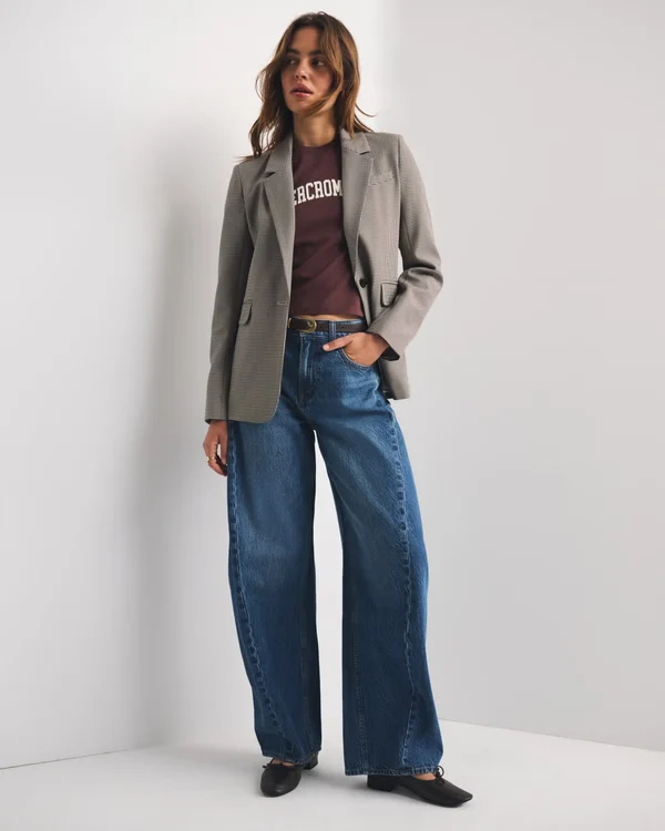 Drapey Rigid High Rise Ultra Barrel Jean - Dark