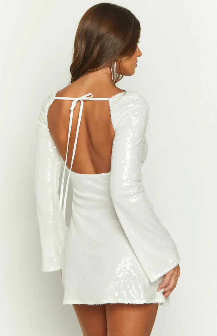 Marienne White Sequin Mini Dress - luluinthesky