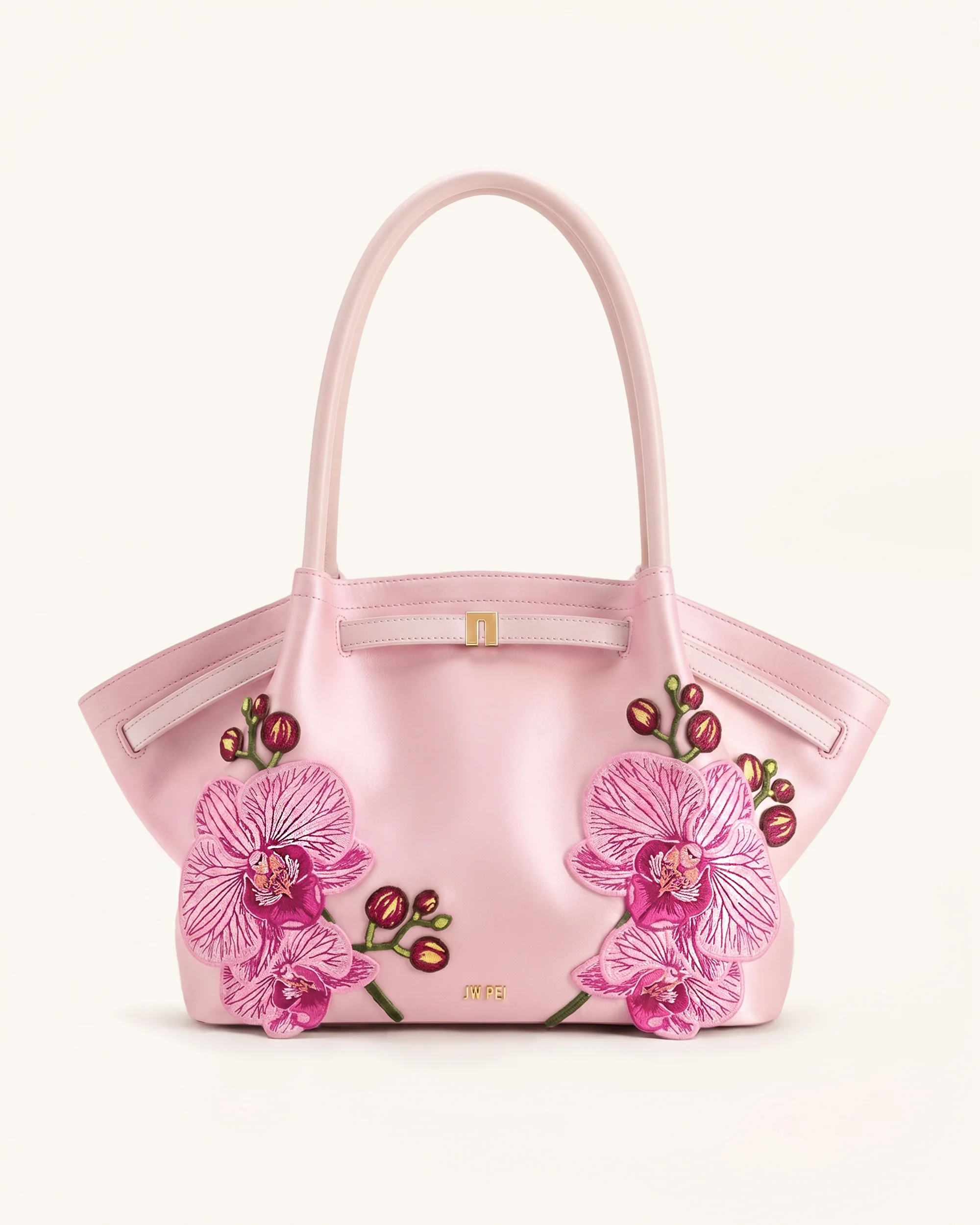 Hana Large Orchid Embroidered Tote Bag - Pink