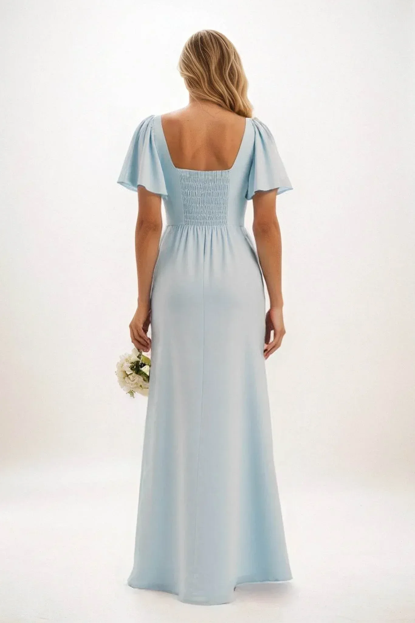 Sheath-Column Maxi Chiffon Bridesmaid Dress CB0813
