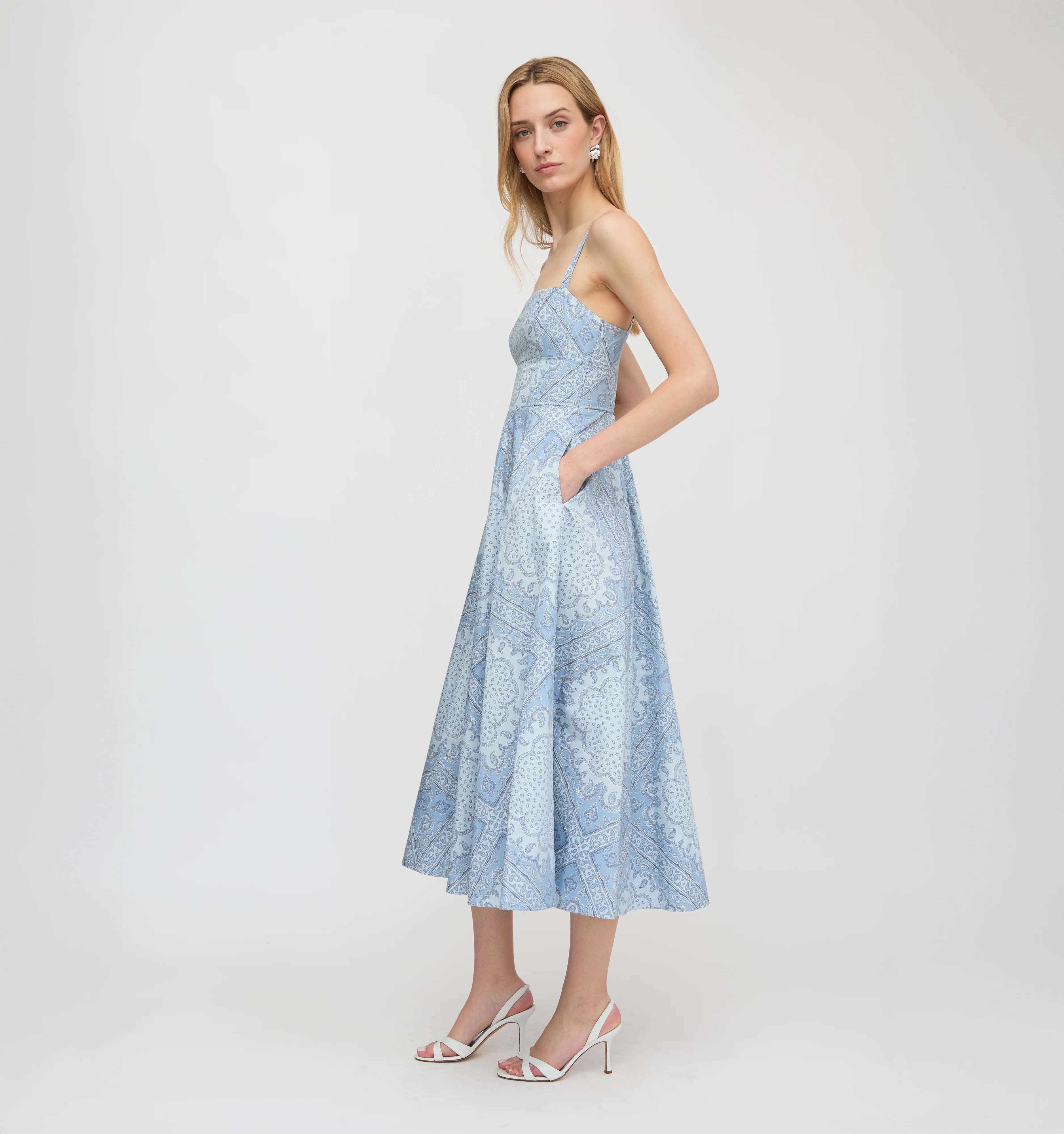 The Margot Dress - Dusty Blue Paisley Scarf