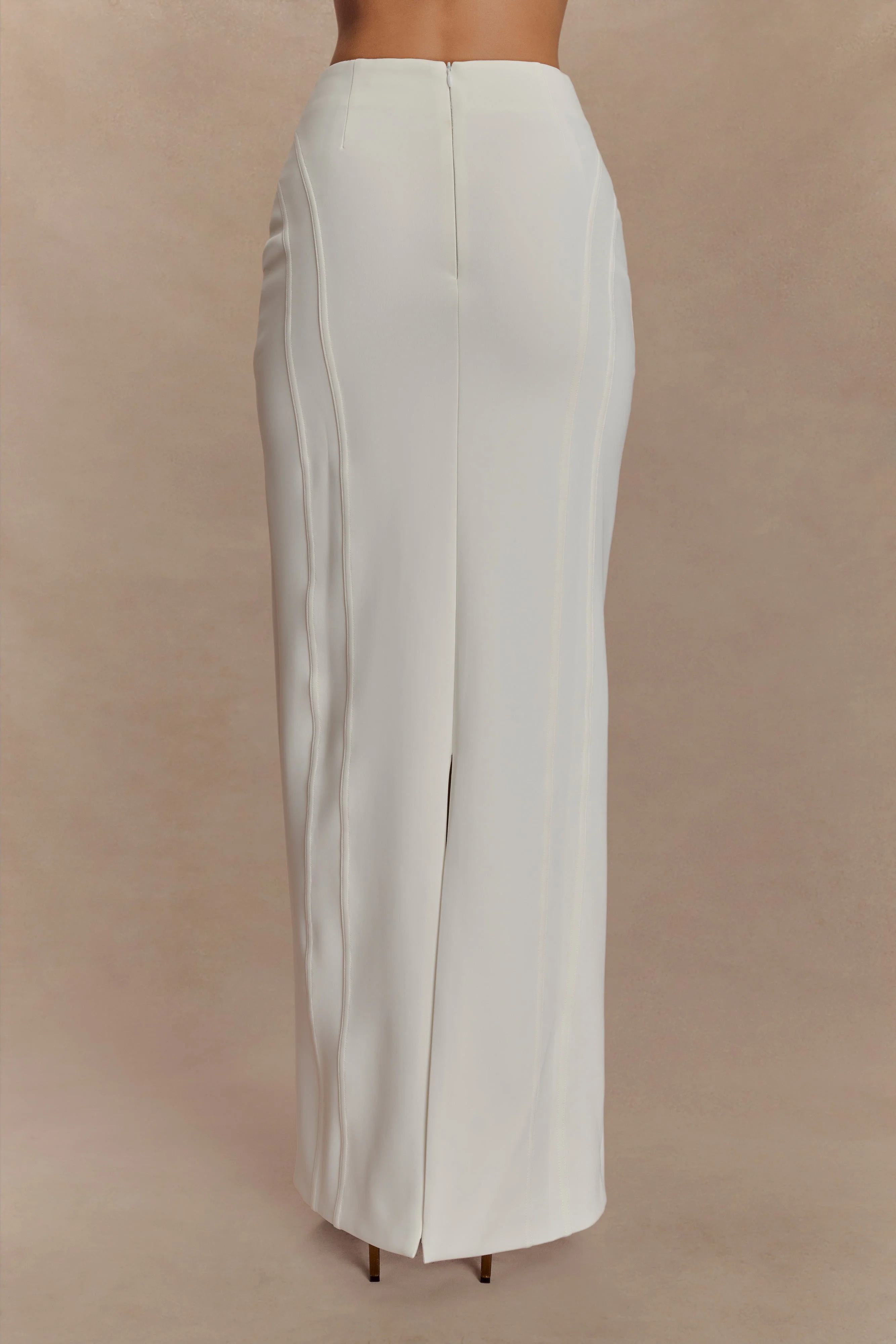 Alma High Waist Maxi Skirt - White