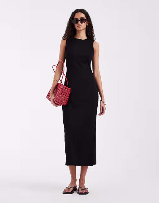& Other Stories sleevless jersey maxi dress with back split in black