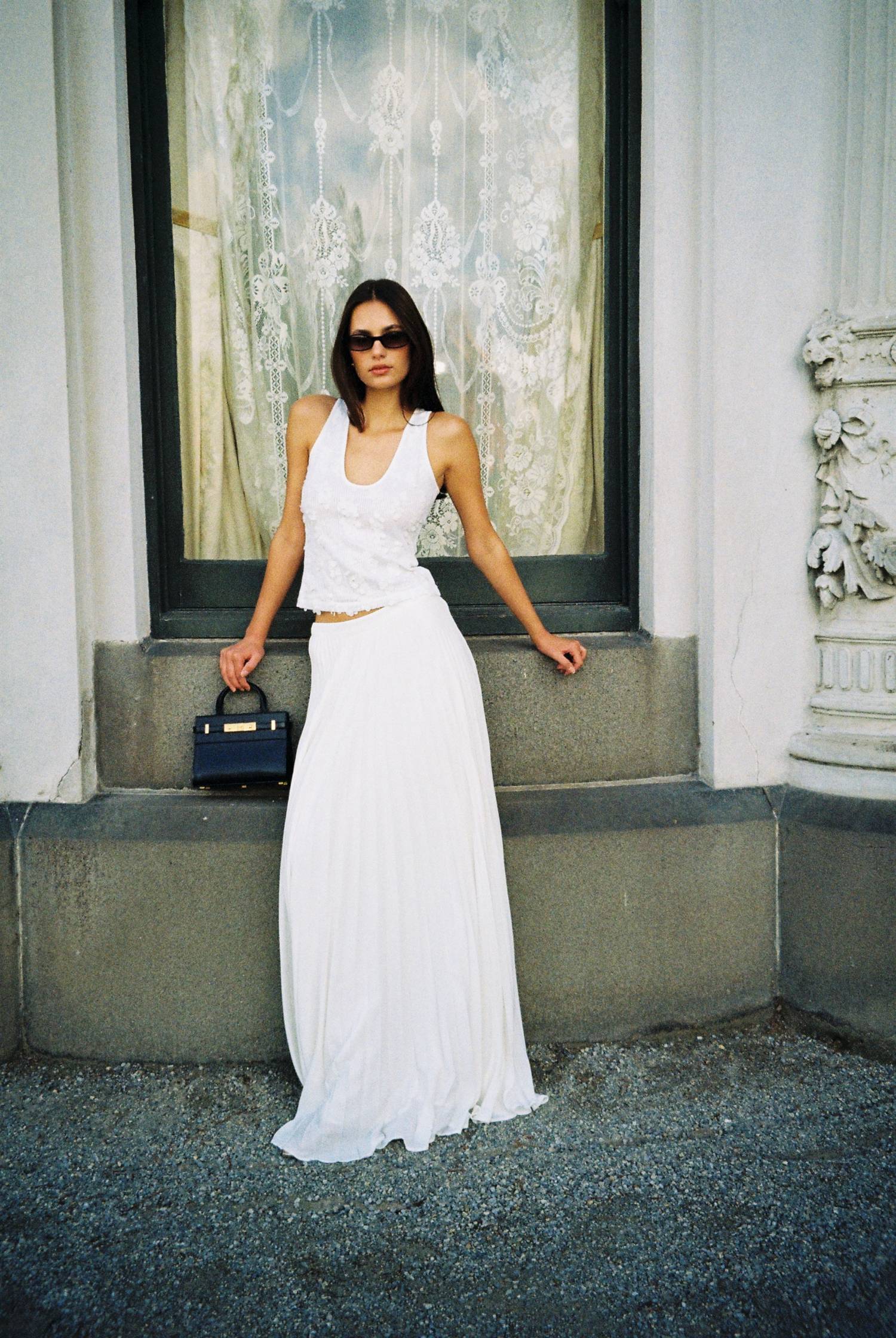 Sunray Pleat Maxi Skirt | Ivory