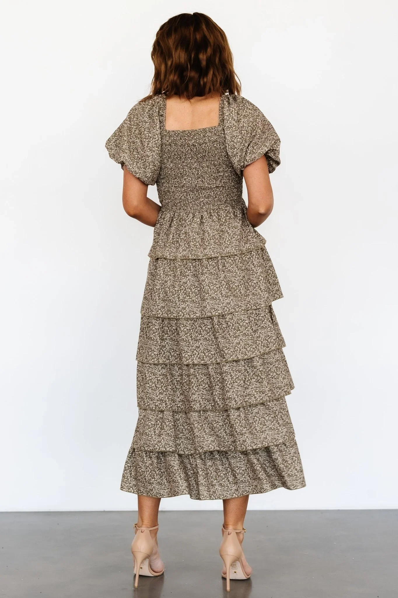 Bromley Tiered Dress | Olive Print