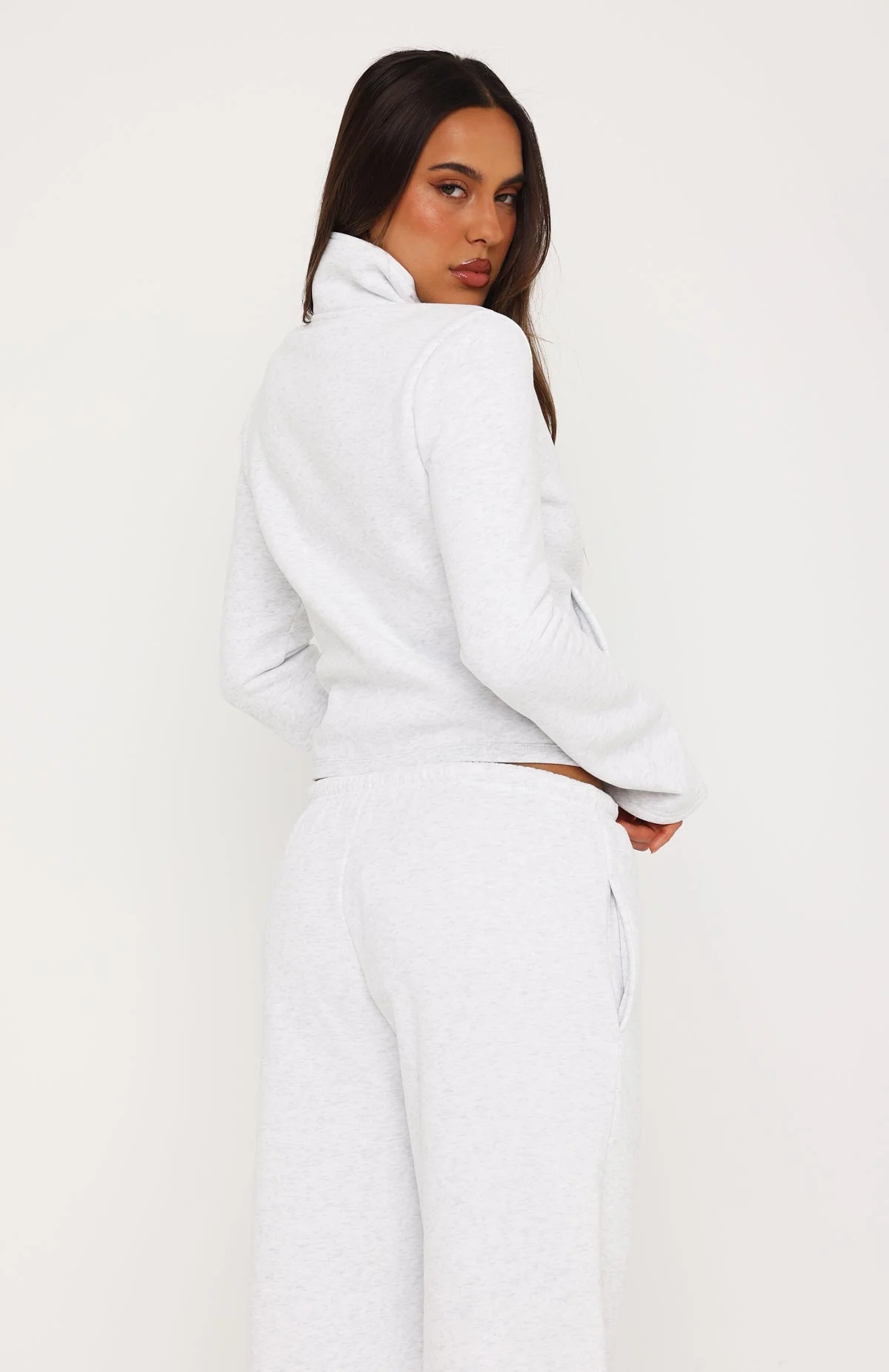 Not Changing Zip Front Funnel Neck Jacket Grey Marle