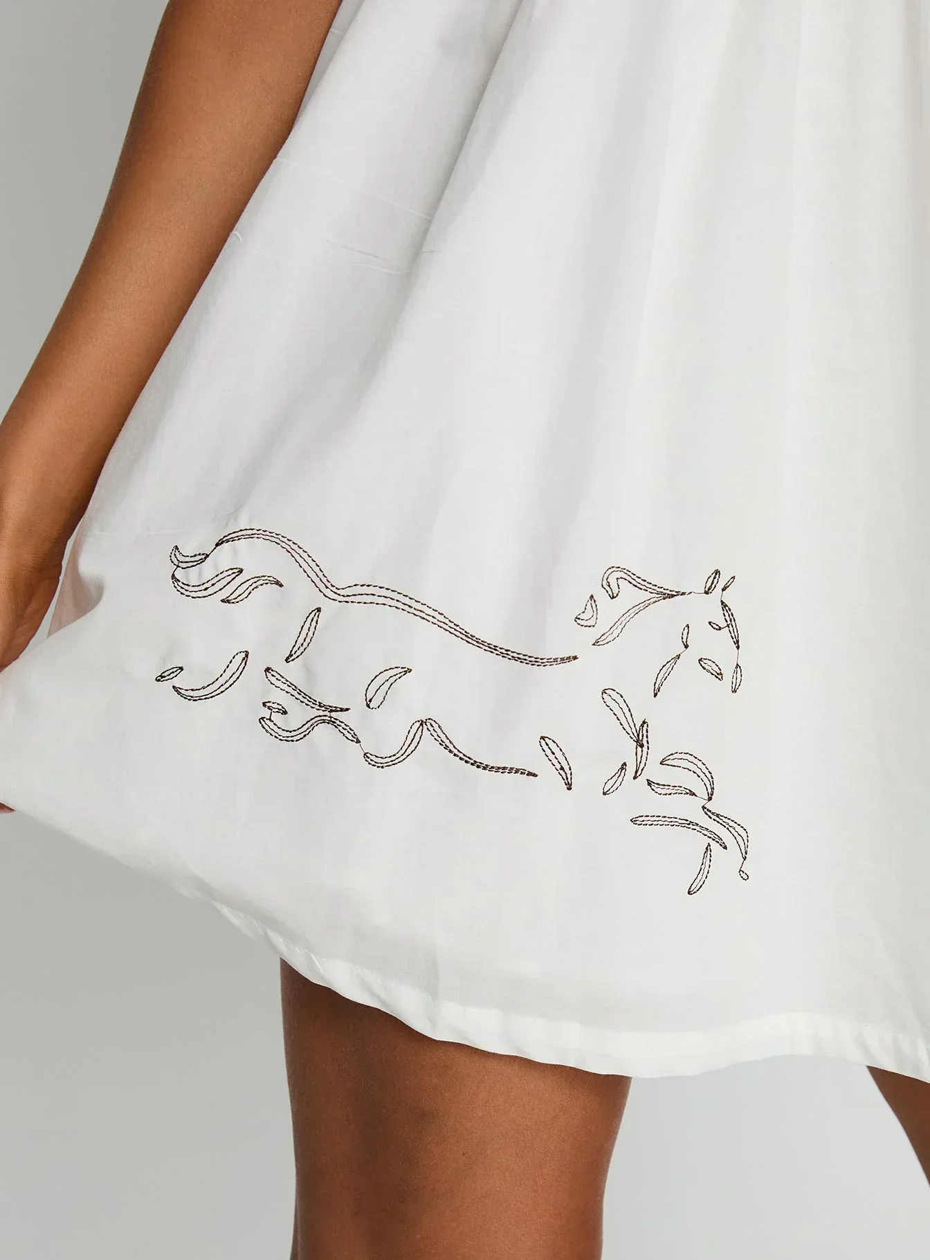 Cloudy Babydoll Contrast Trim Mini Dress White