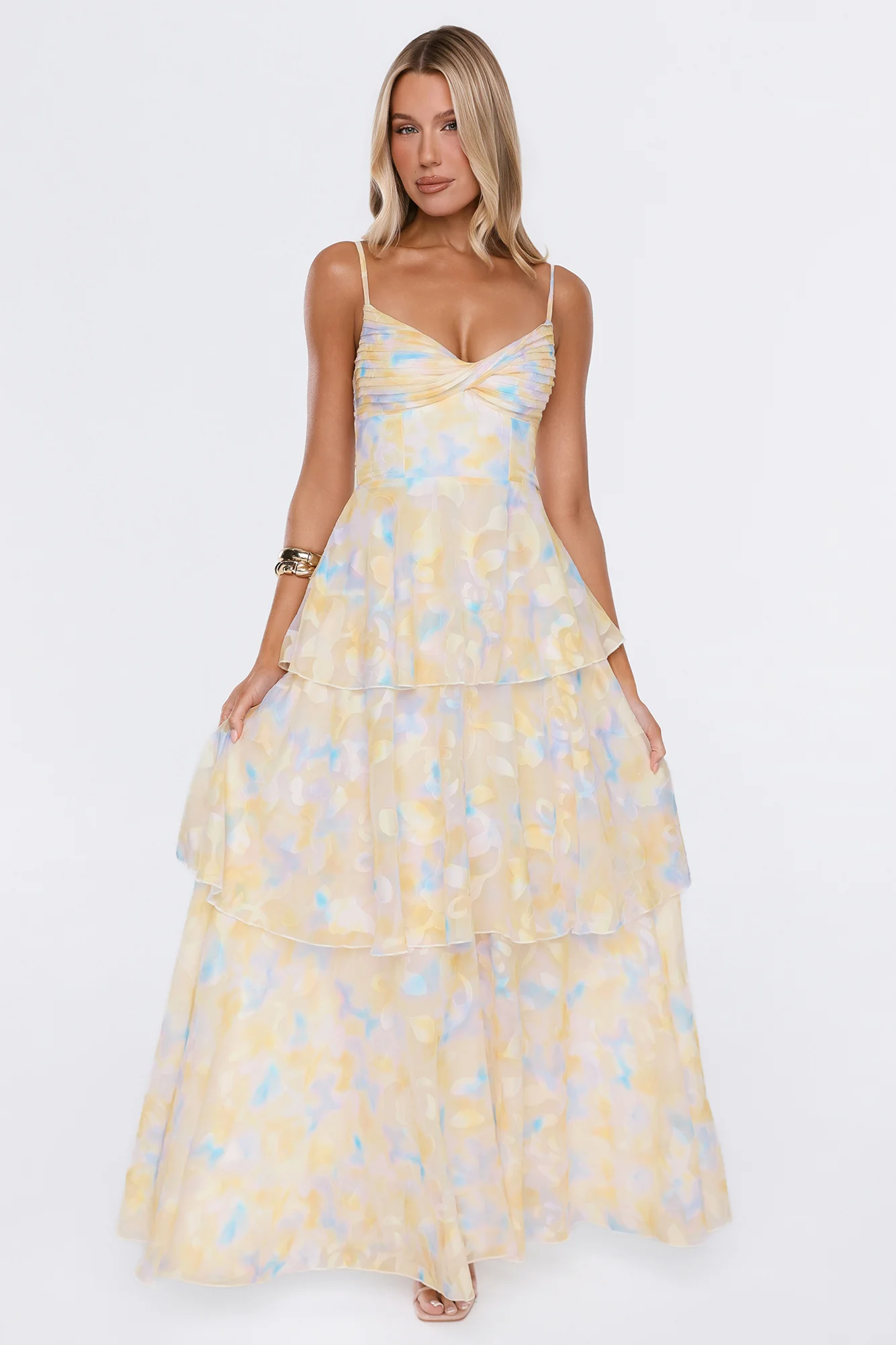 Sweet Luxury Maxi Dress Yellow Print