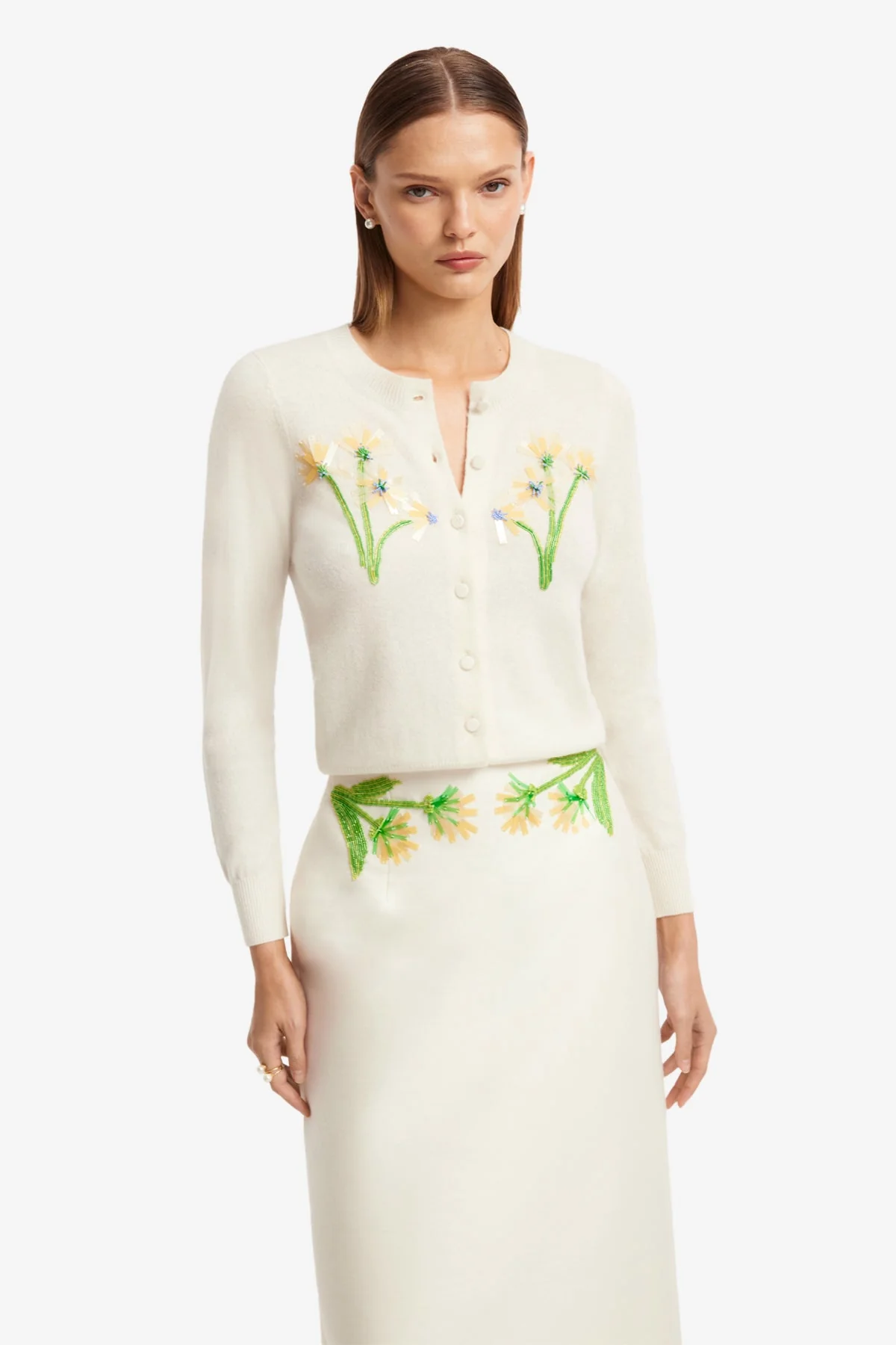 Quinn Embellished Wool Midi Skirt - Wildflower