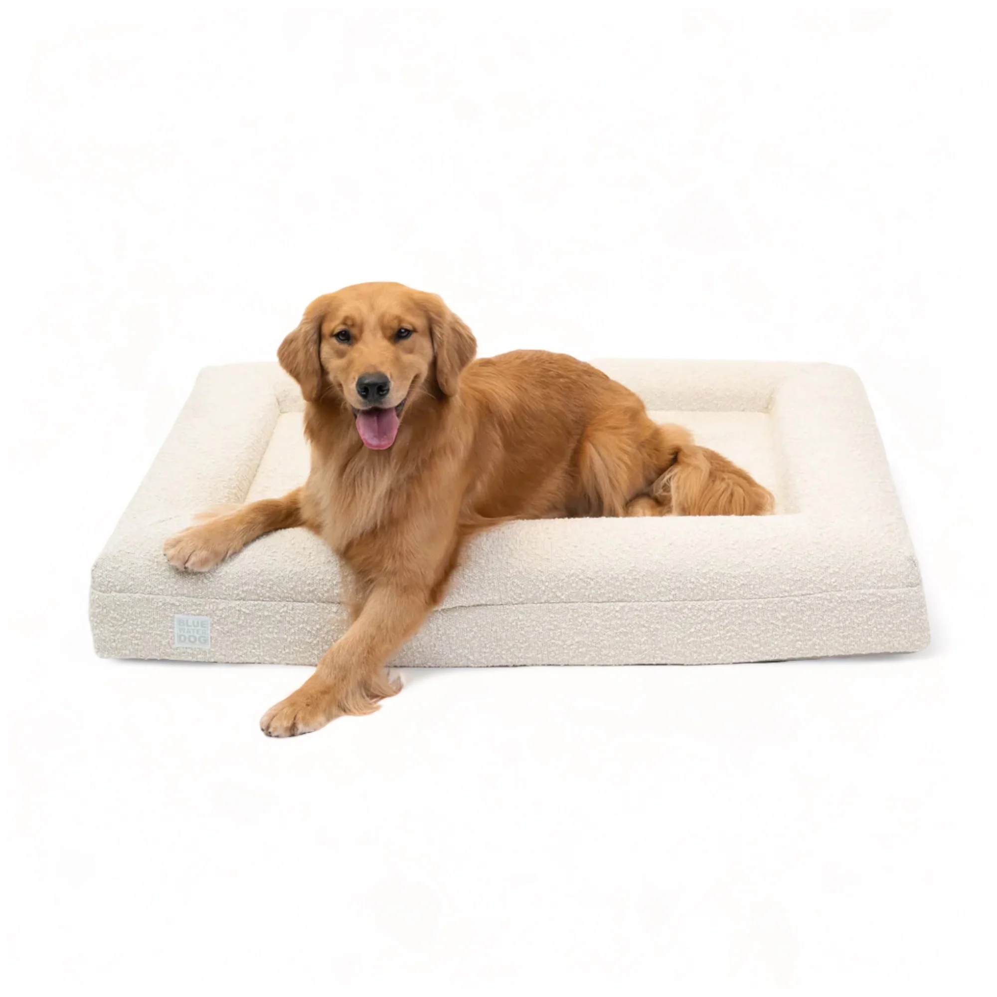 Large Bouclé Orthopedic Dog Bed (Bolster, Cloud)