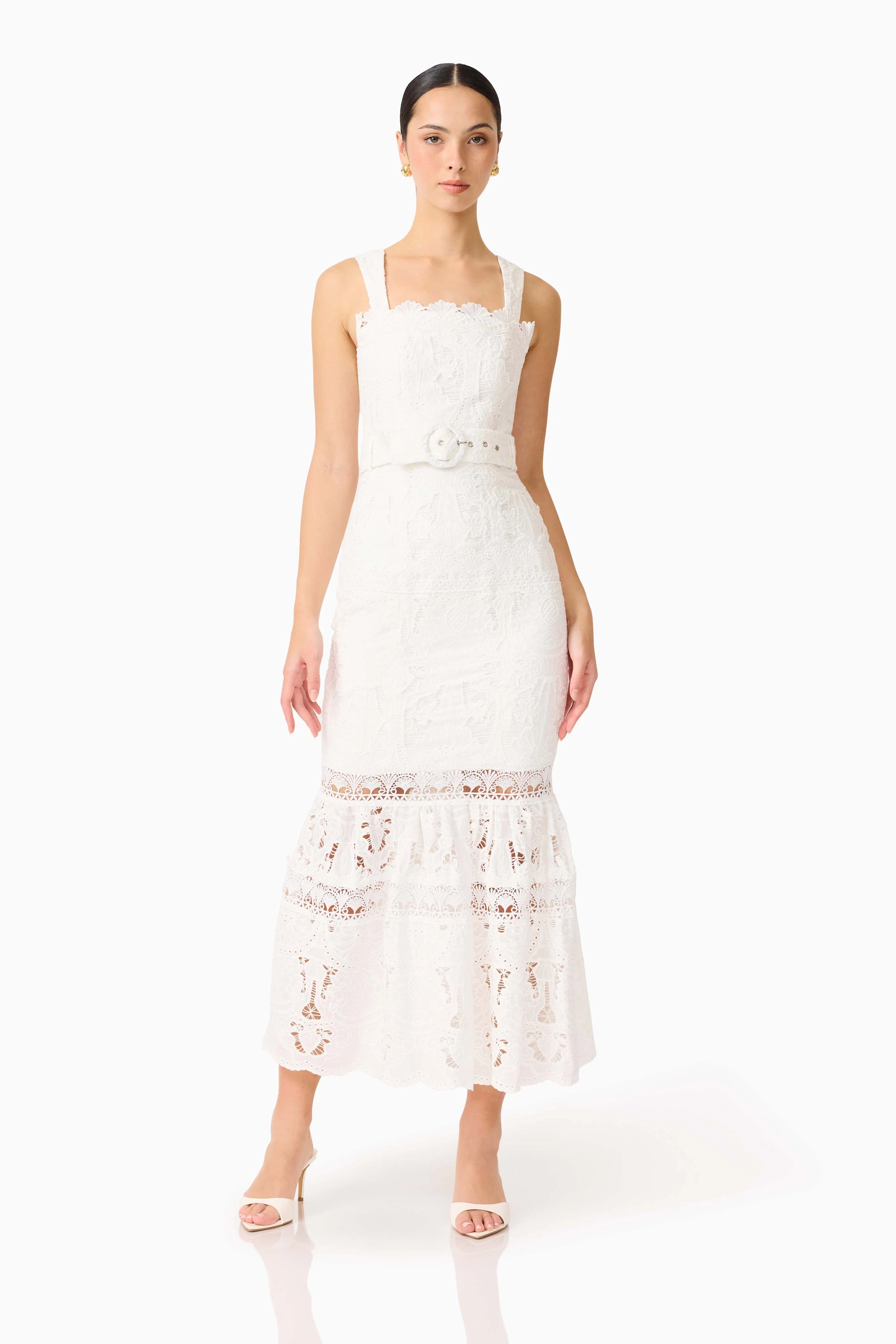 Giovanna Fit & Flare Maxi Dress in White