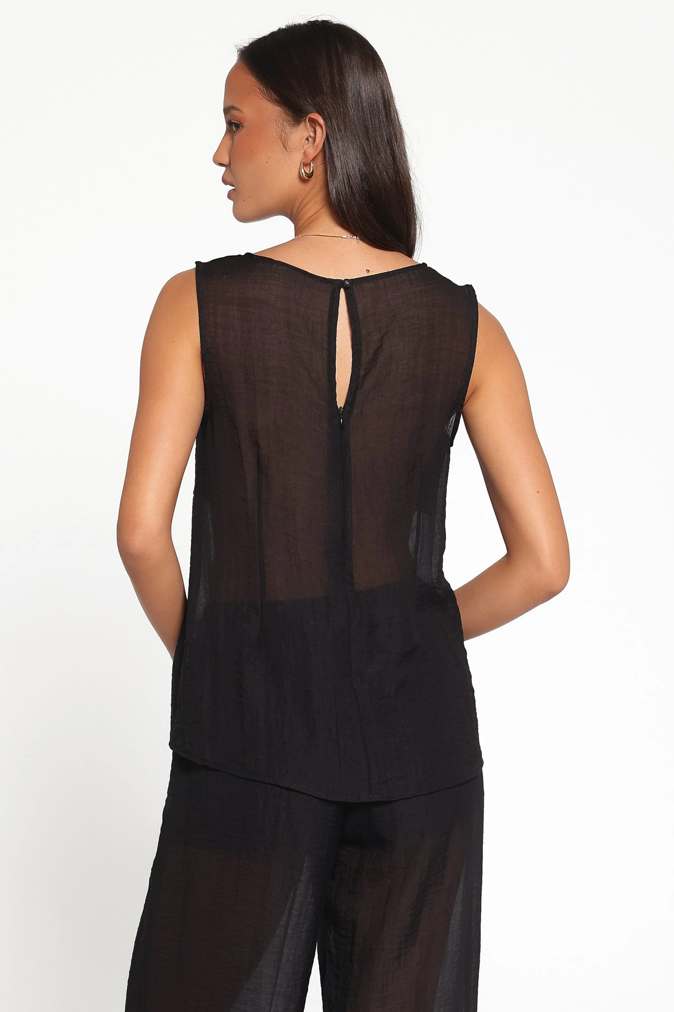 Vayla Sheer Panel Top - Black