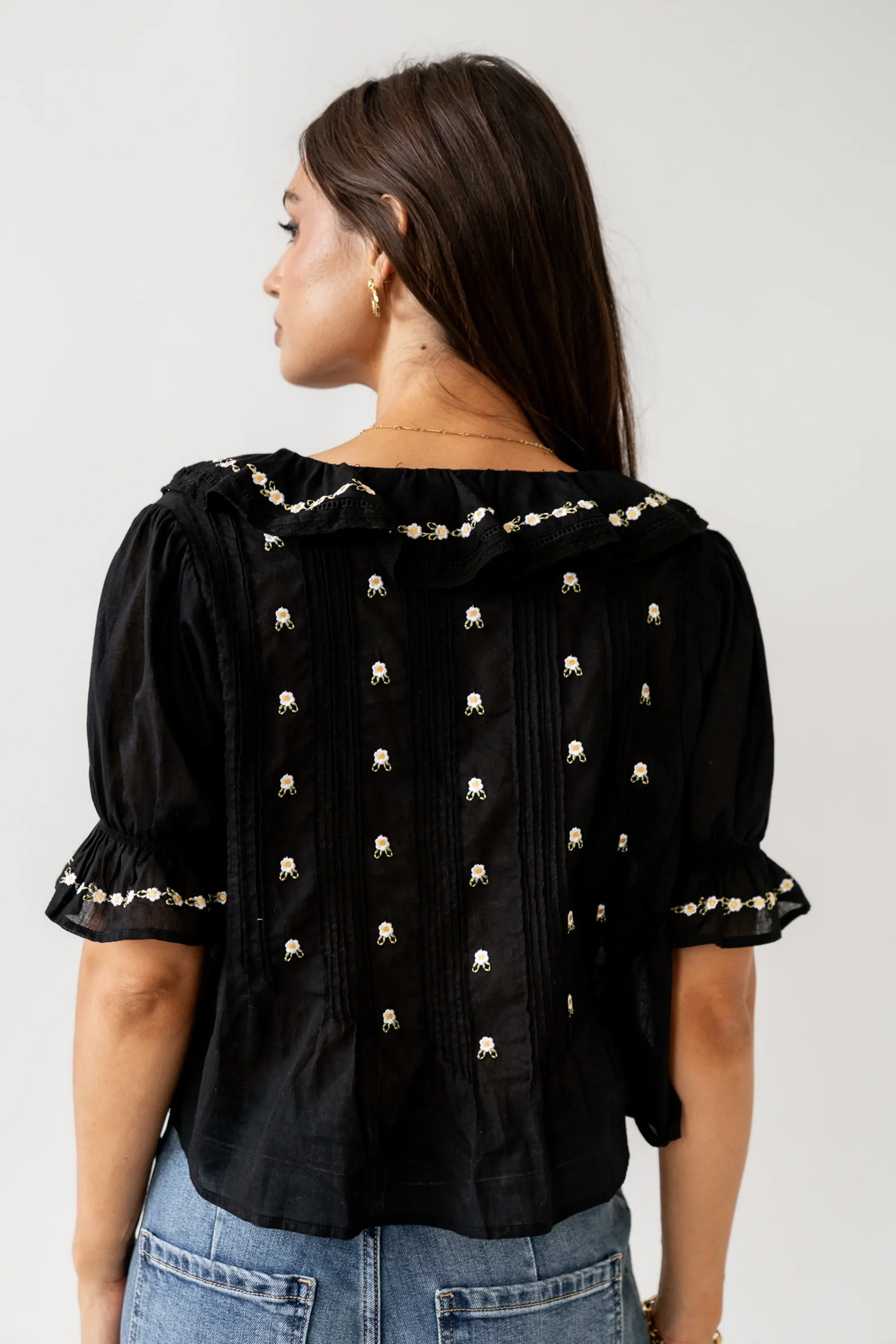 Suzie Embroidered Blouse in Black