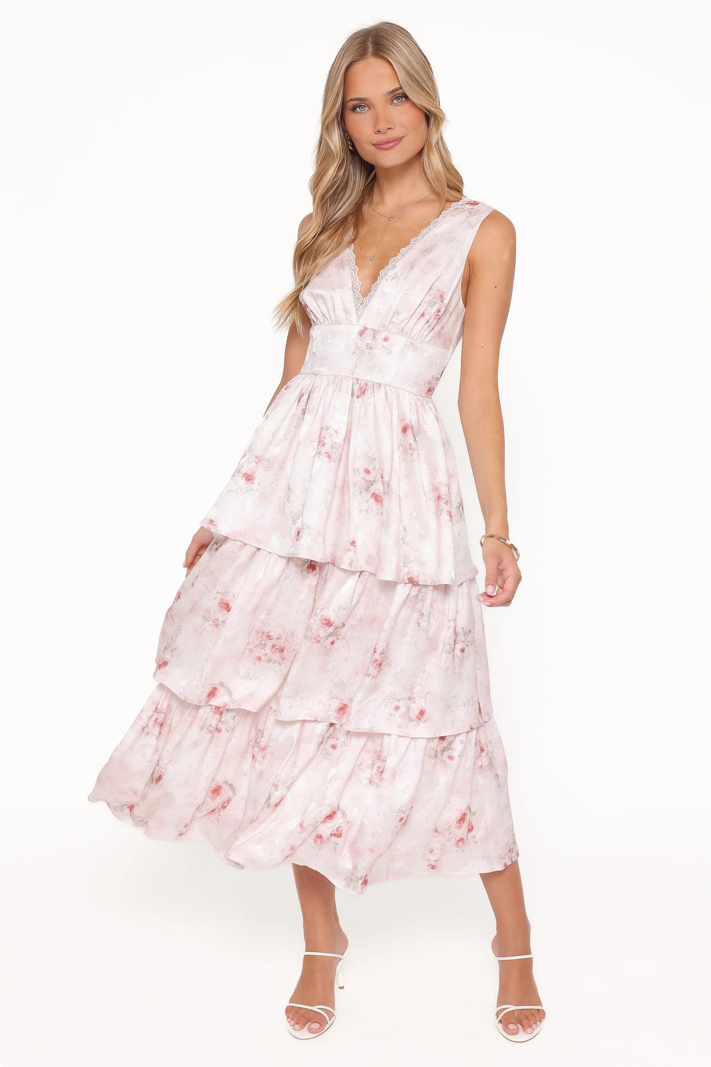 Natarsha Maxi Dress - White Pink Floral