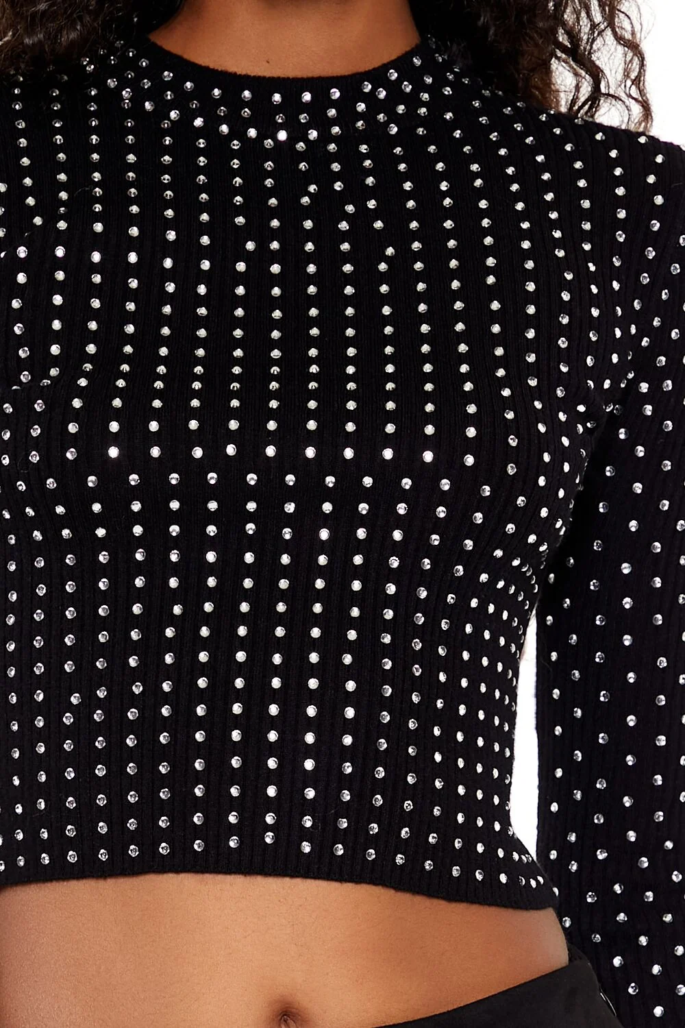 Rhinestone Cropped Sweater