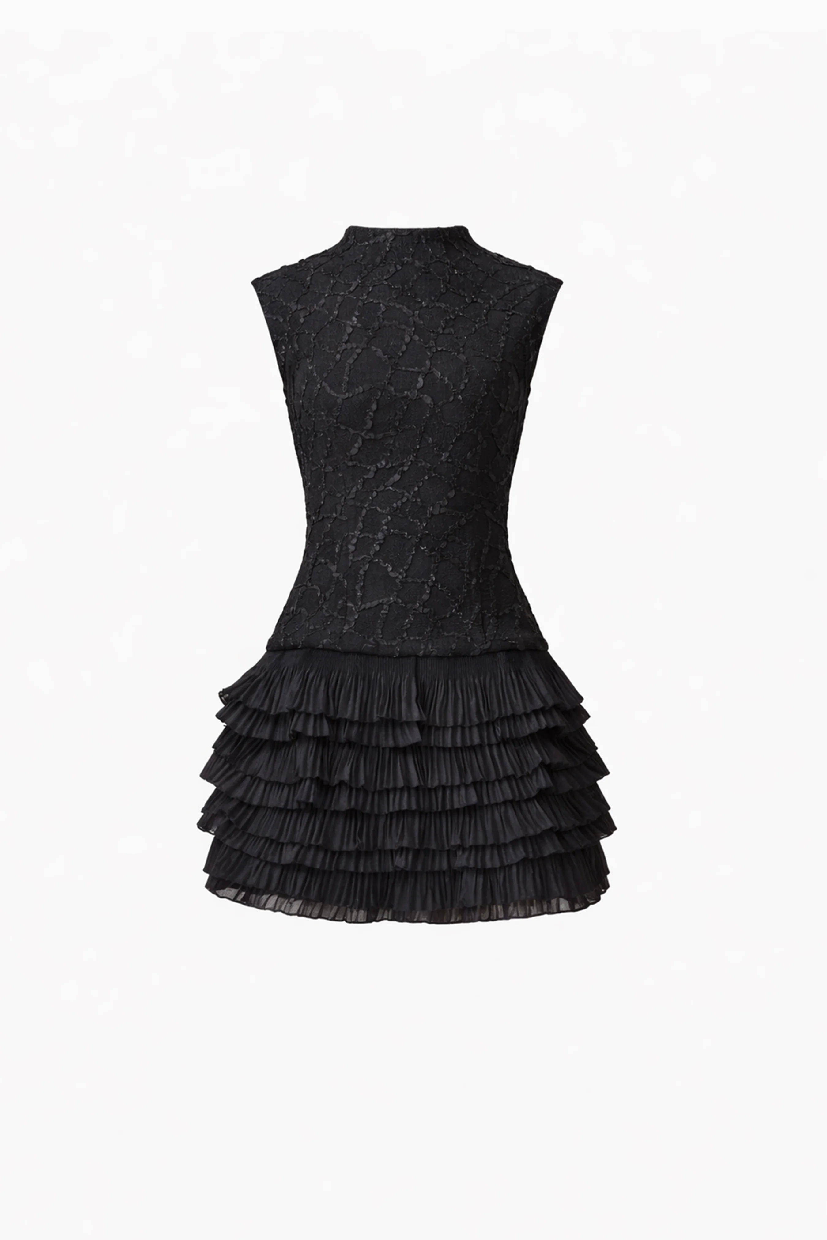 Alexandra Tiered Mini Dress in Black