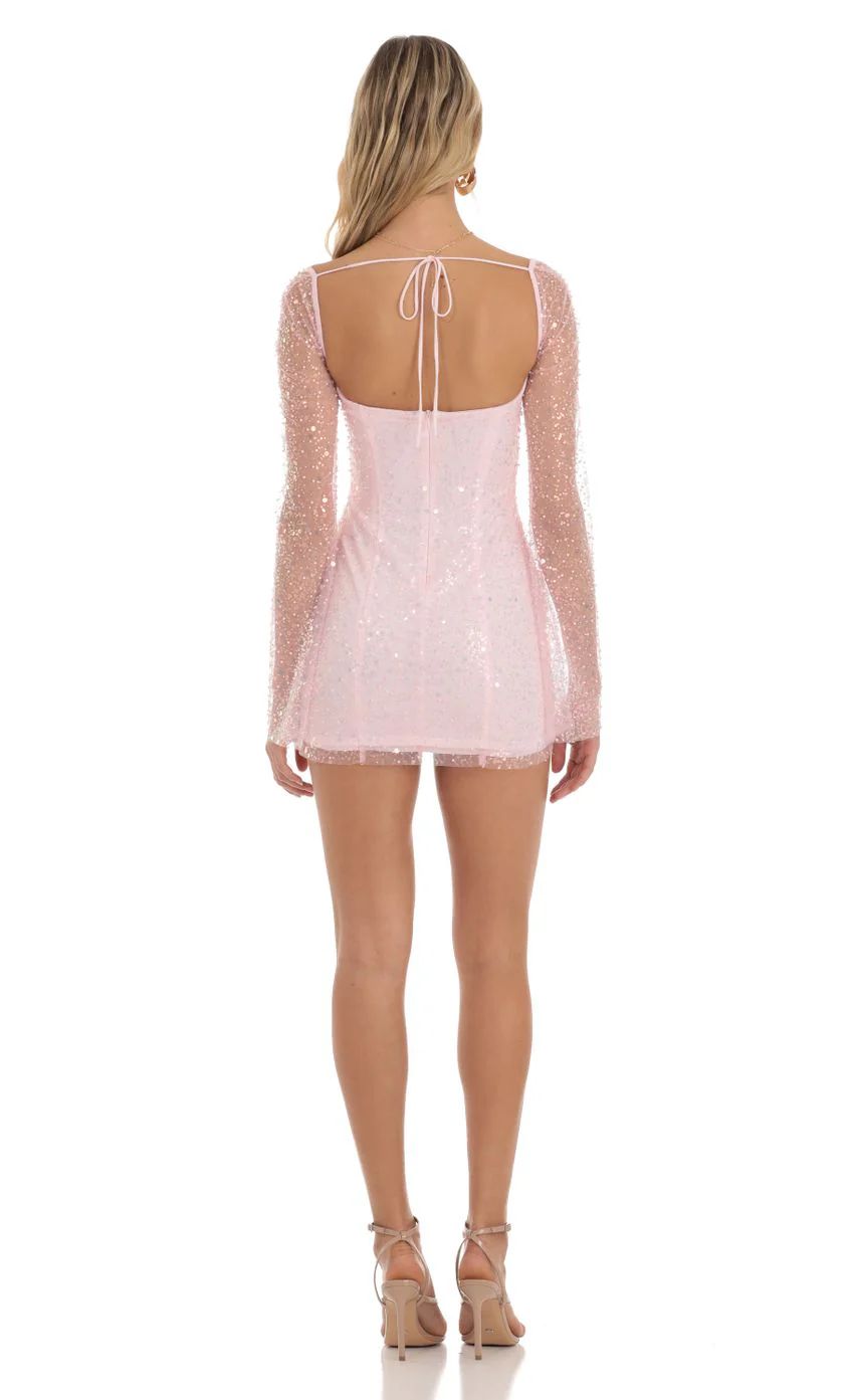 Sequin Corset Dress in Pink - luluinthesky